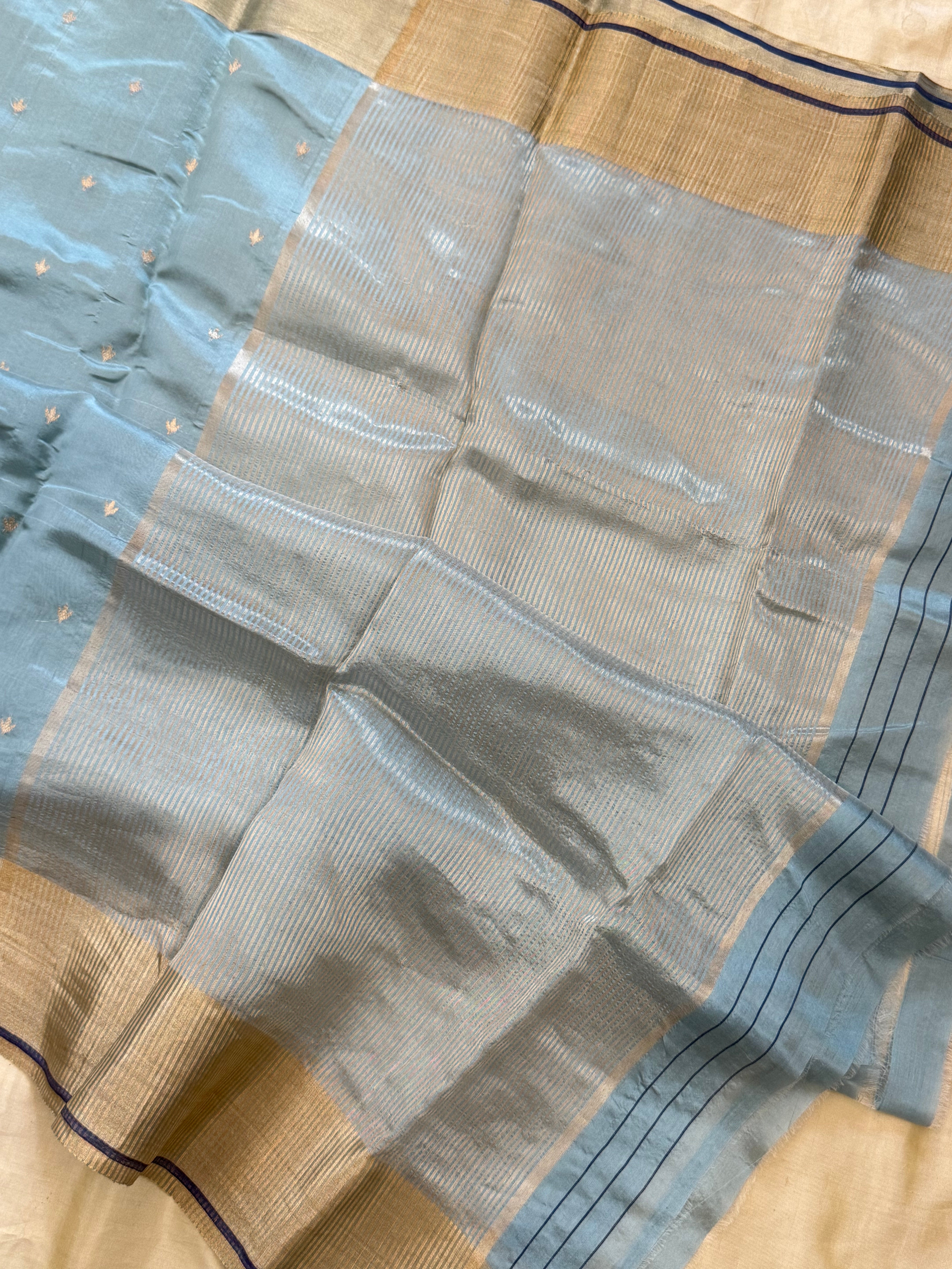 Powder blue small butta / Chanderi silk CLSA10876