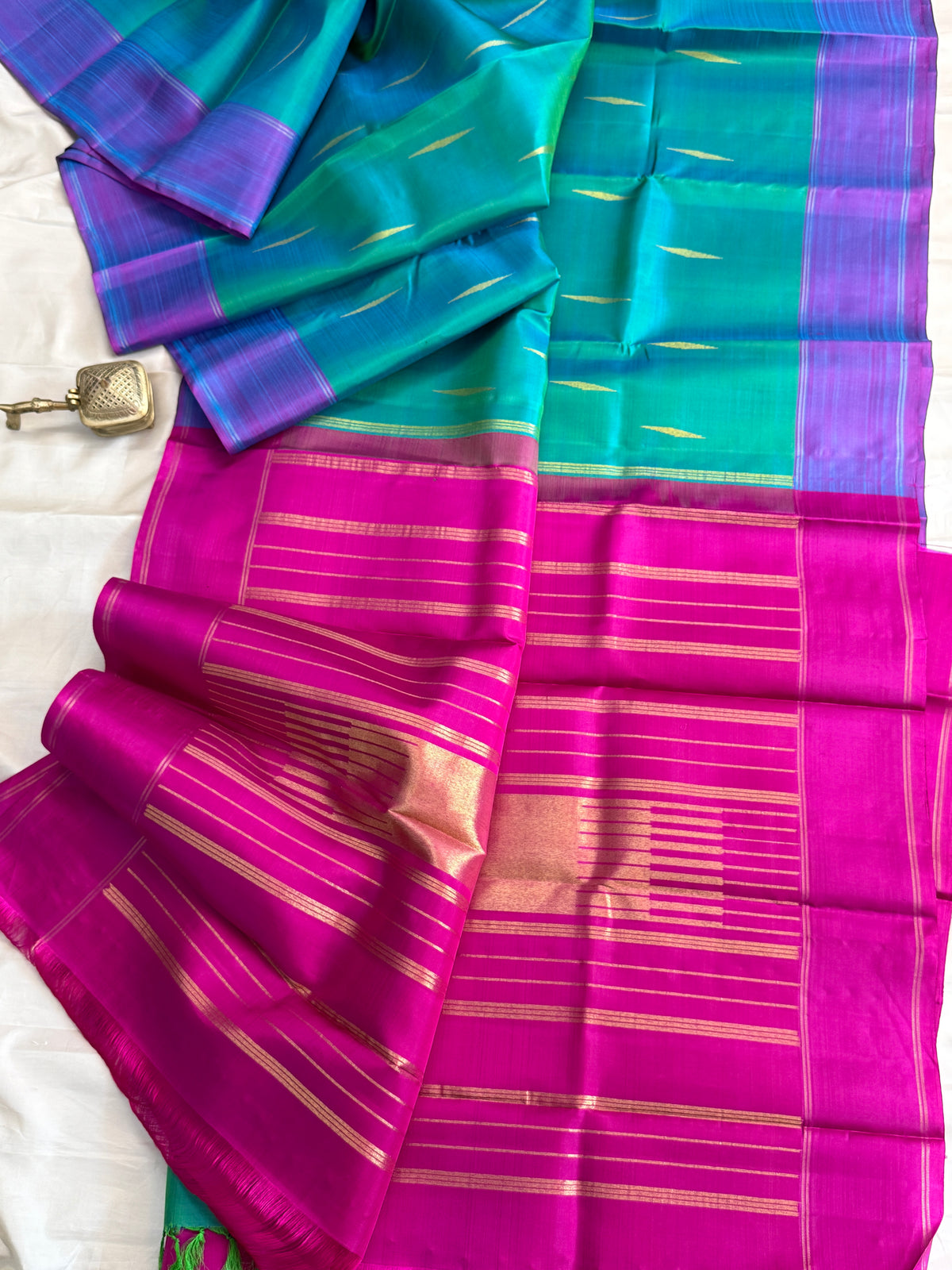 Aqua blue and mallimoggu butta/kanjipuram silk saree clsa 9439