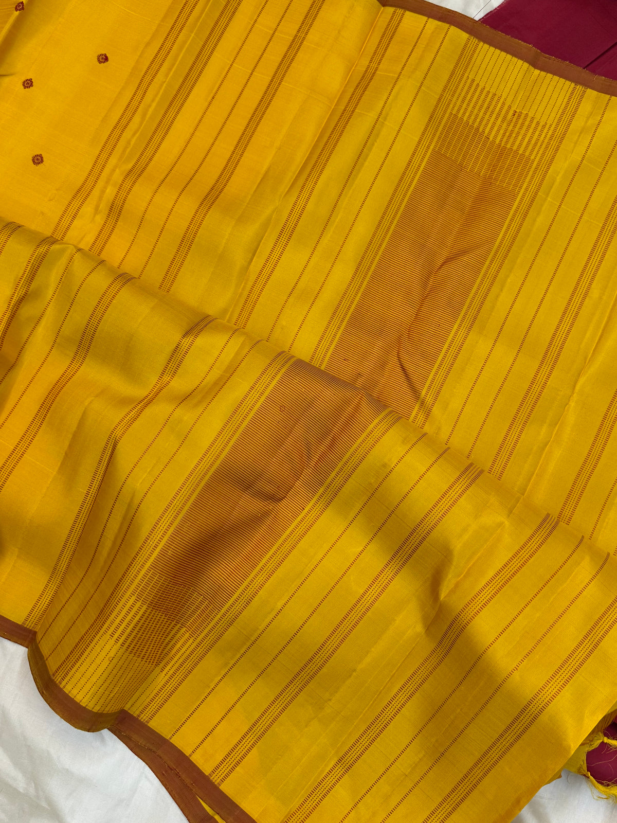 Yellow thread butta border less /Kanjipuram silk saree clsa 12803