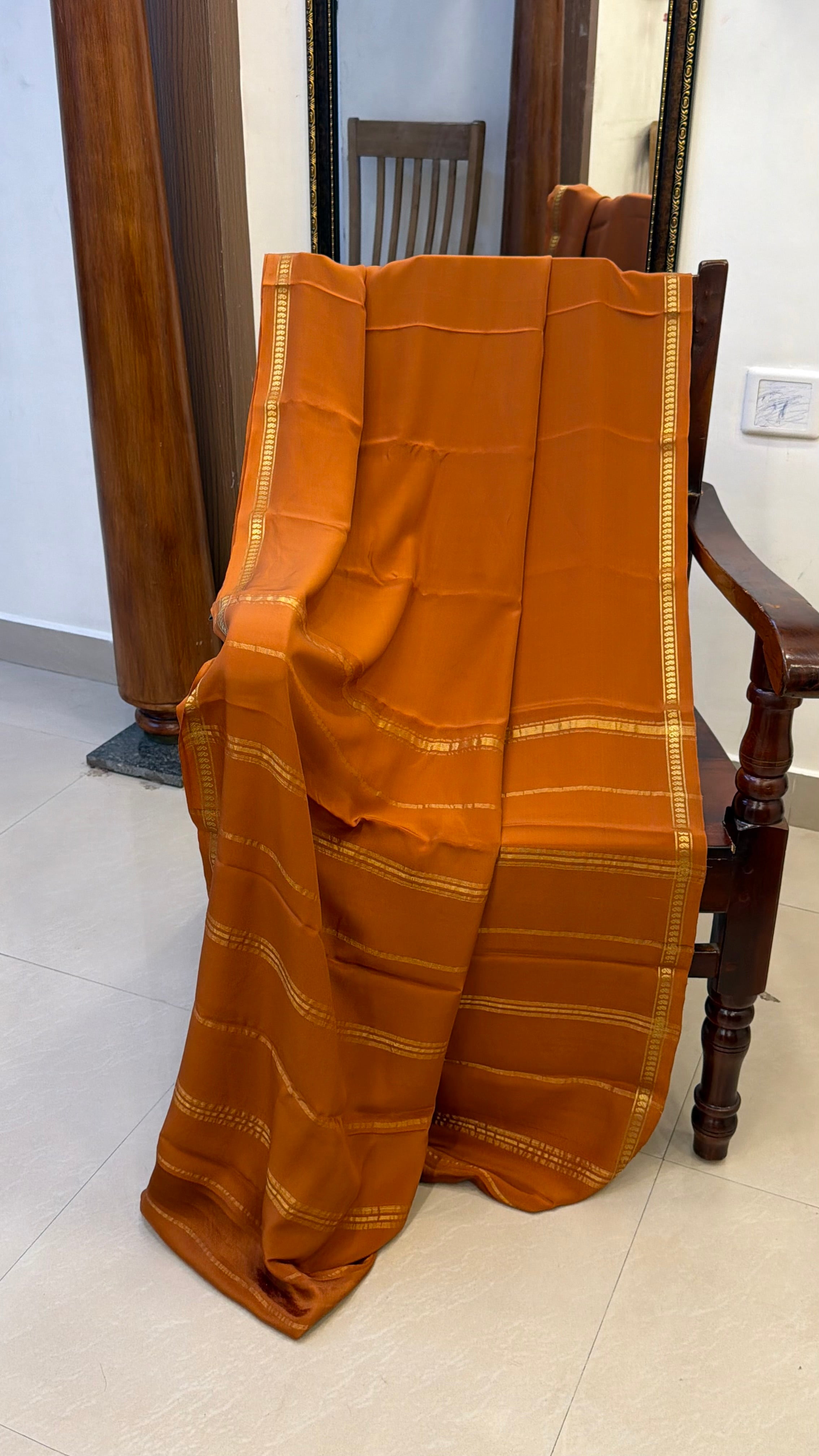 Simha color Pure crepe silk saree