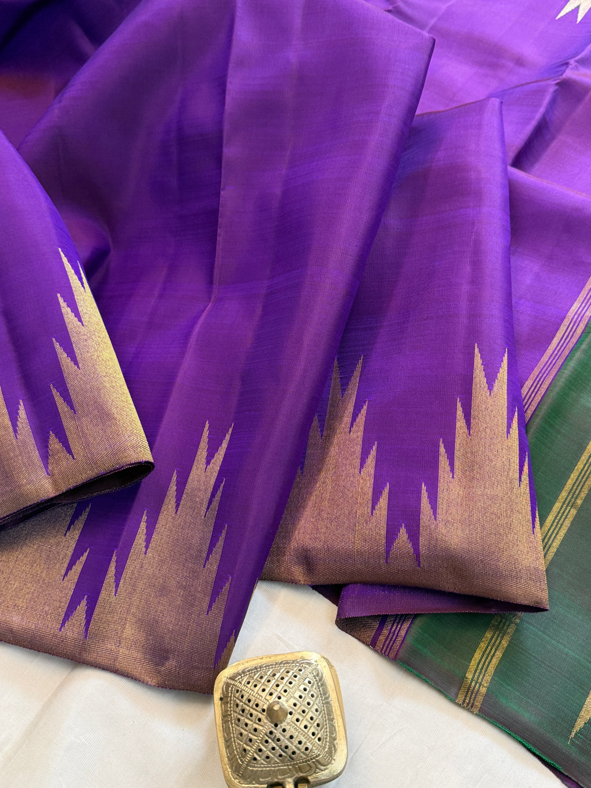 Brinjal 8 kol temple border/ Kanjipuram silk saree CLSA11548