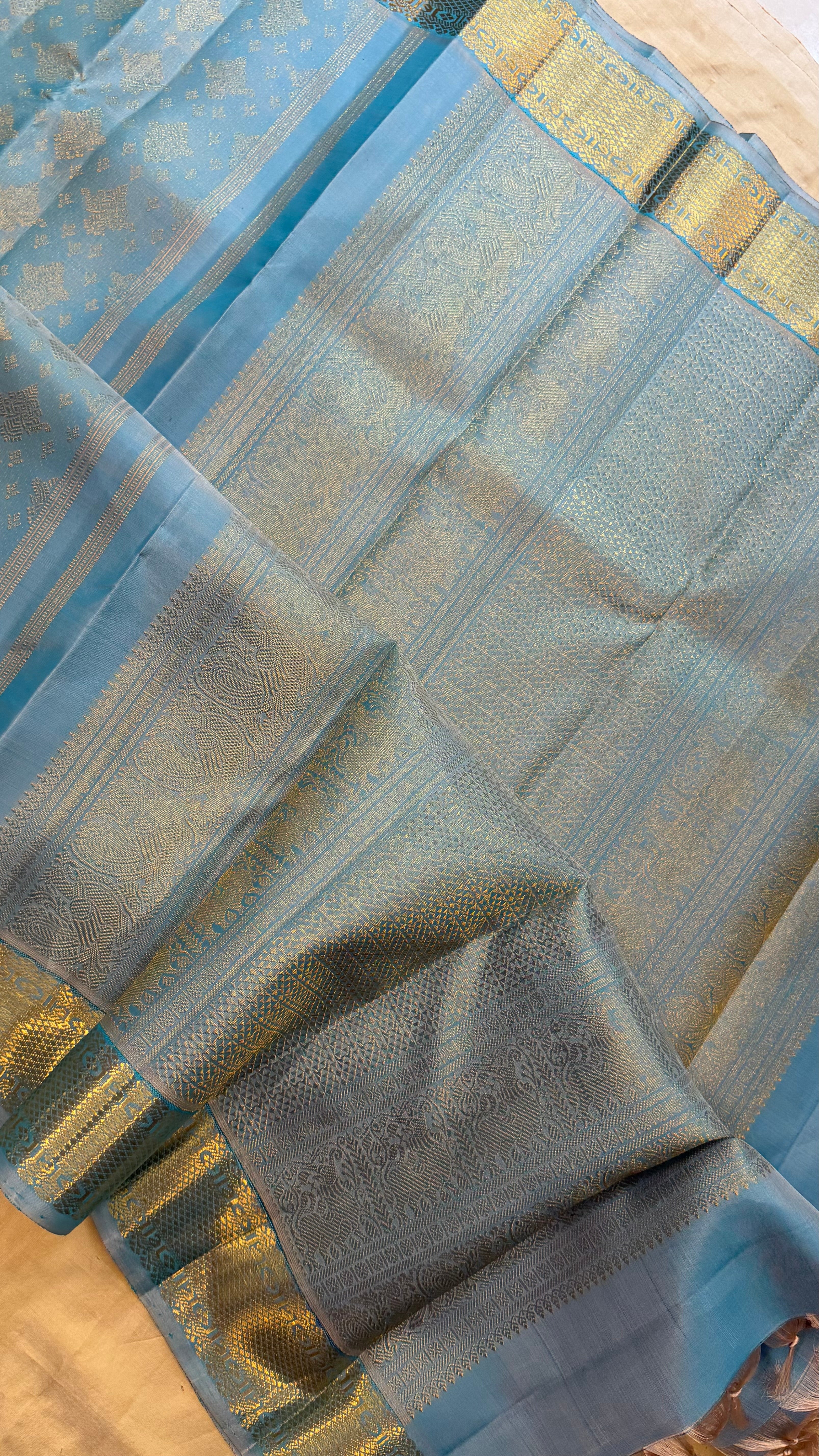 Powder blue brocade / Kanjipuram silk