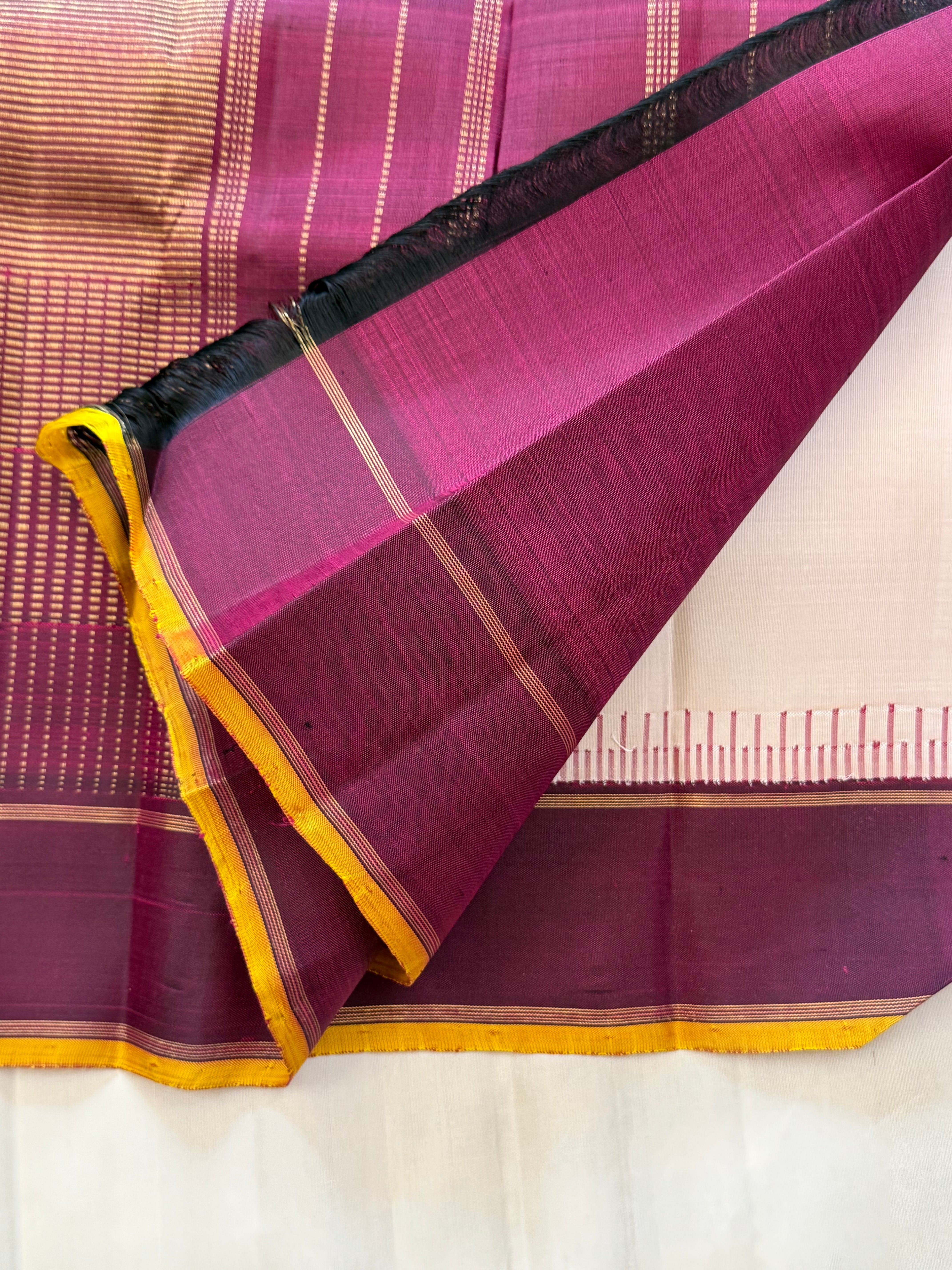 Cream Korvai Pure Kanjipuram silk