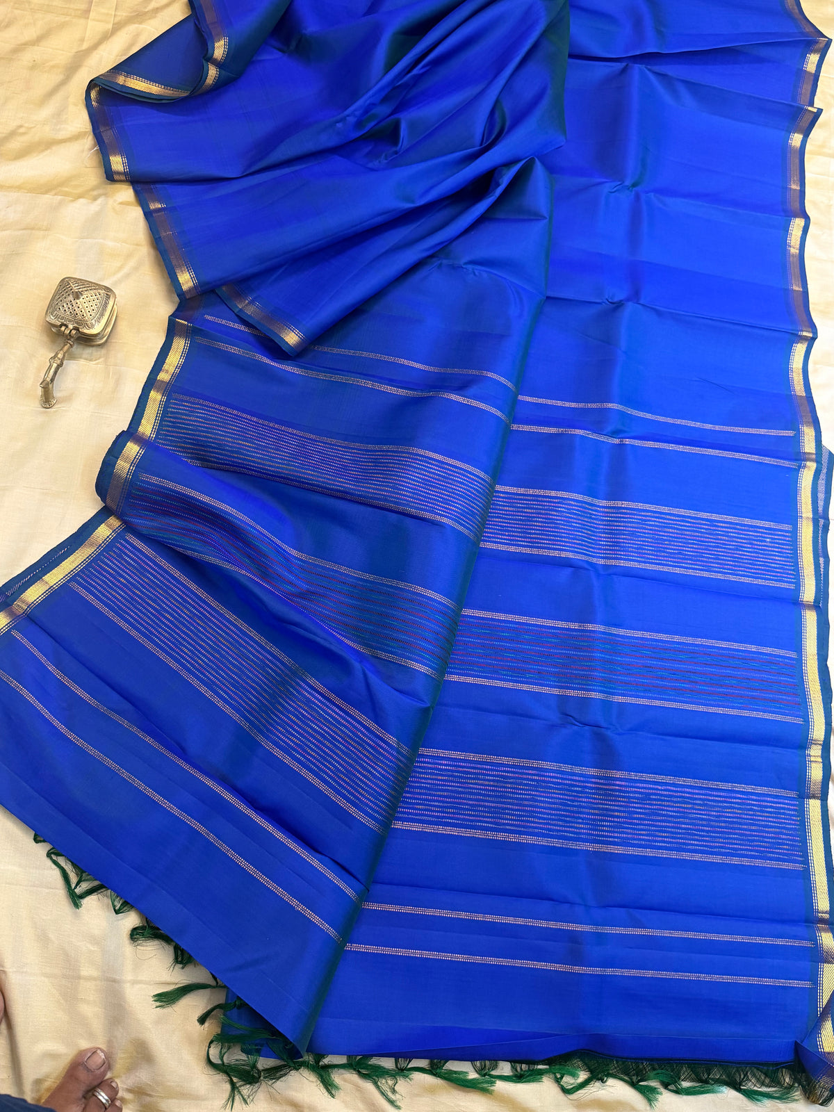 Peacock blue Aarani pure silk saree/ clsa 12072