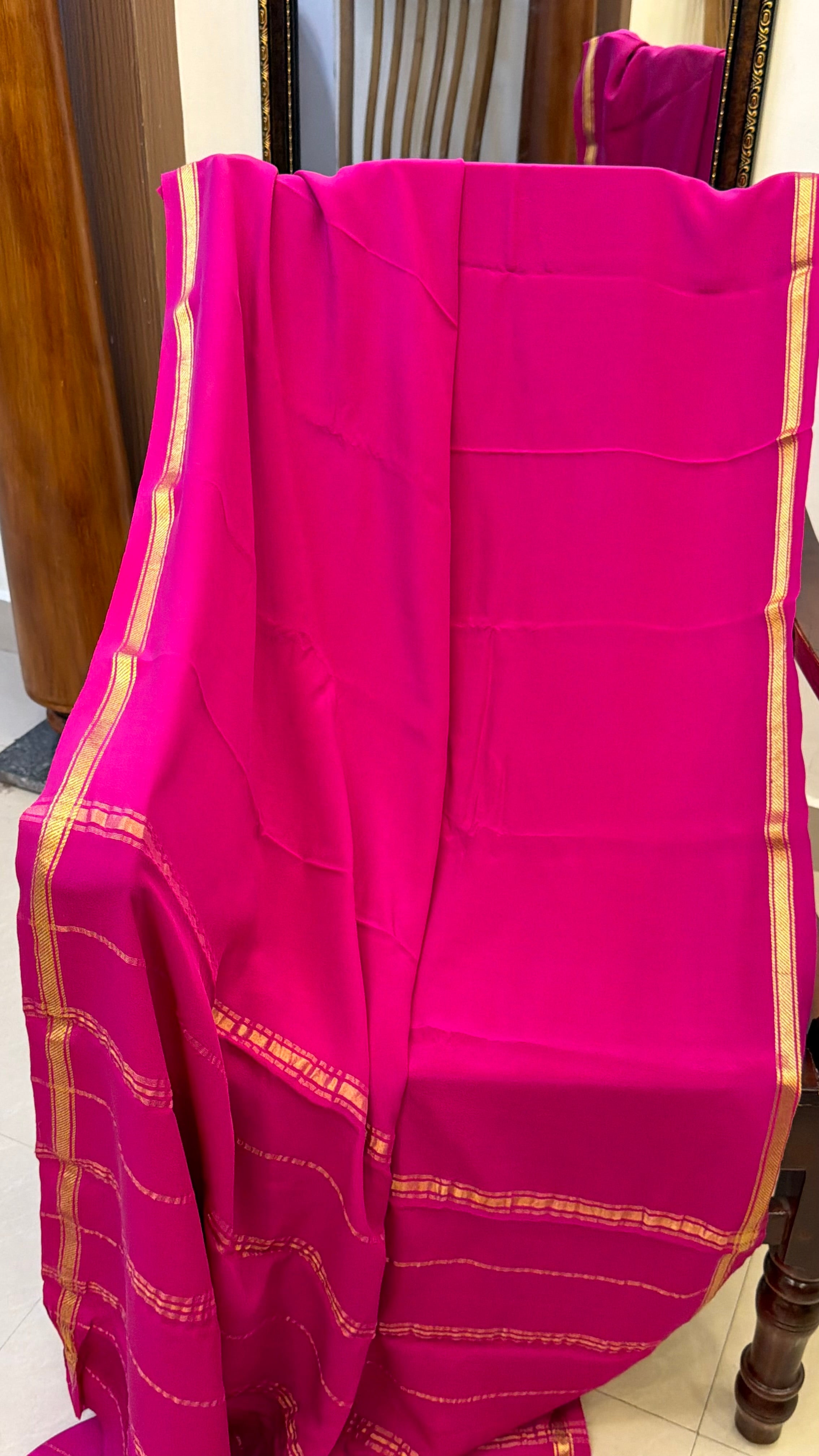 Pink Pure crepe silk saree