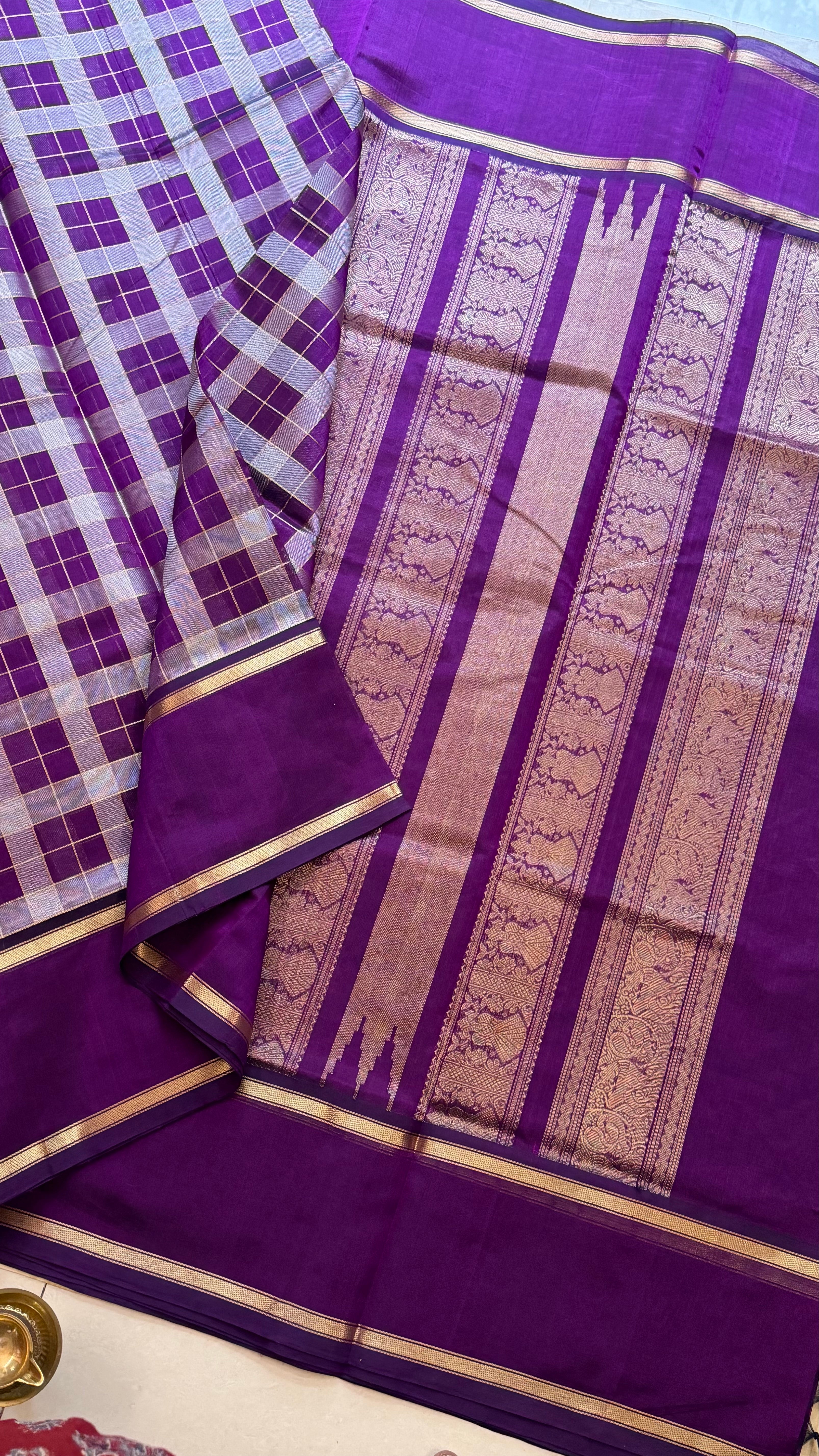 Chettinad Kattam purple  silk cotton.