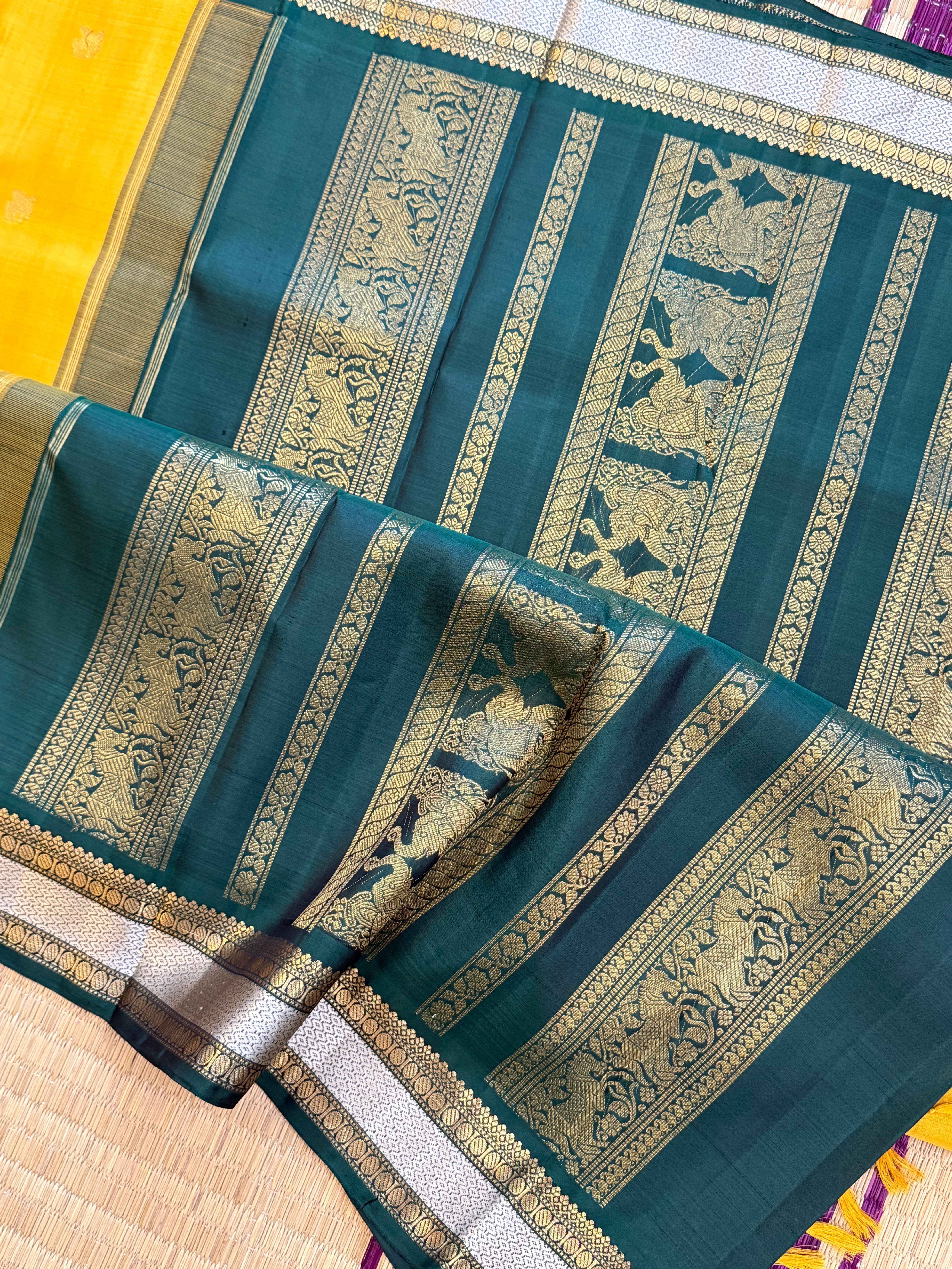 Yellow Korvai/ Kanjipuram silk