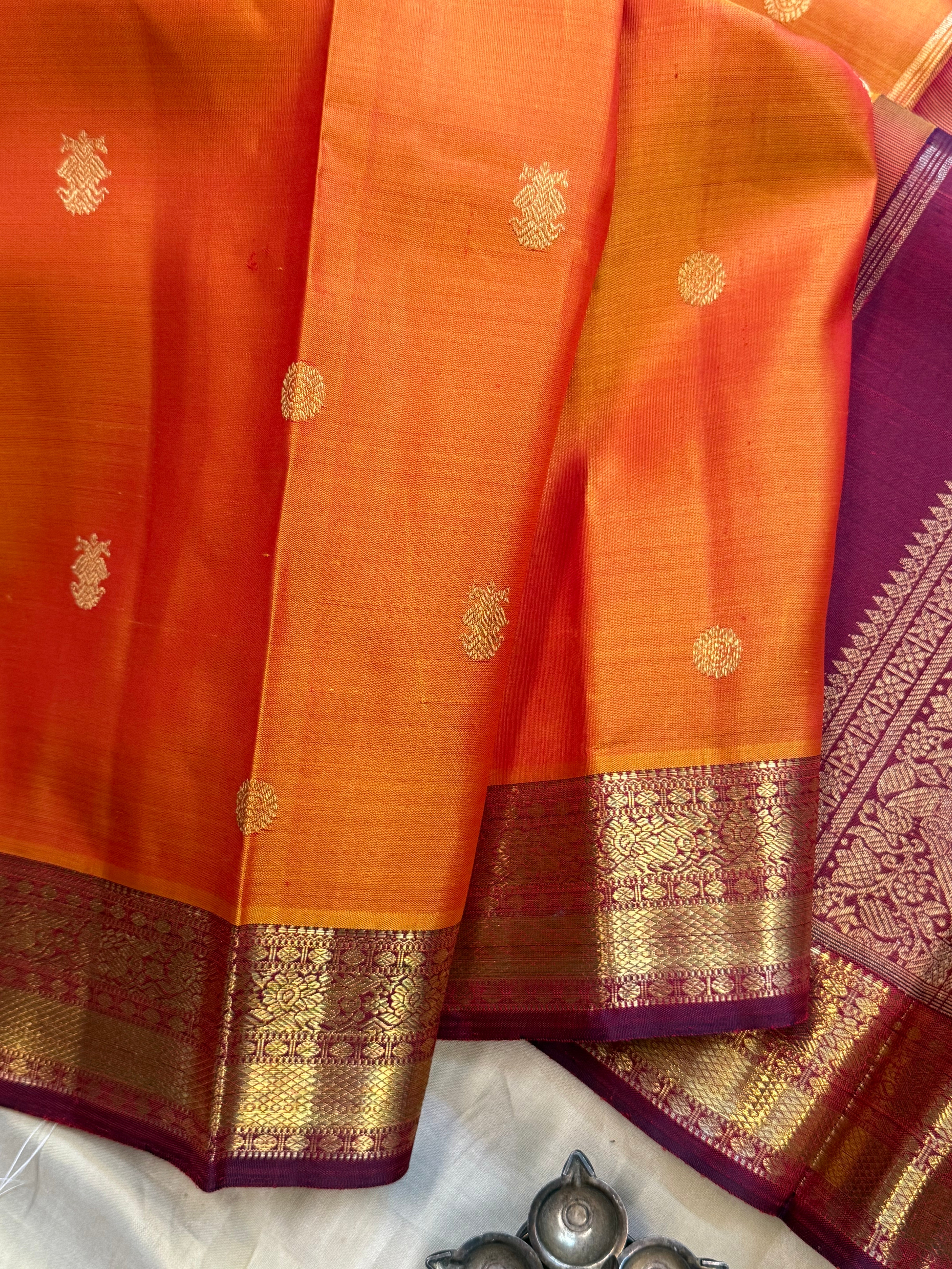 Rustic orange and araku / Kanjipuram silk