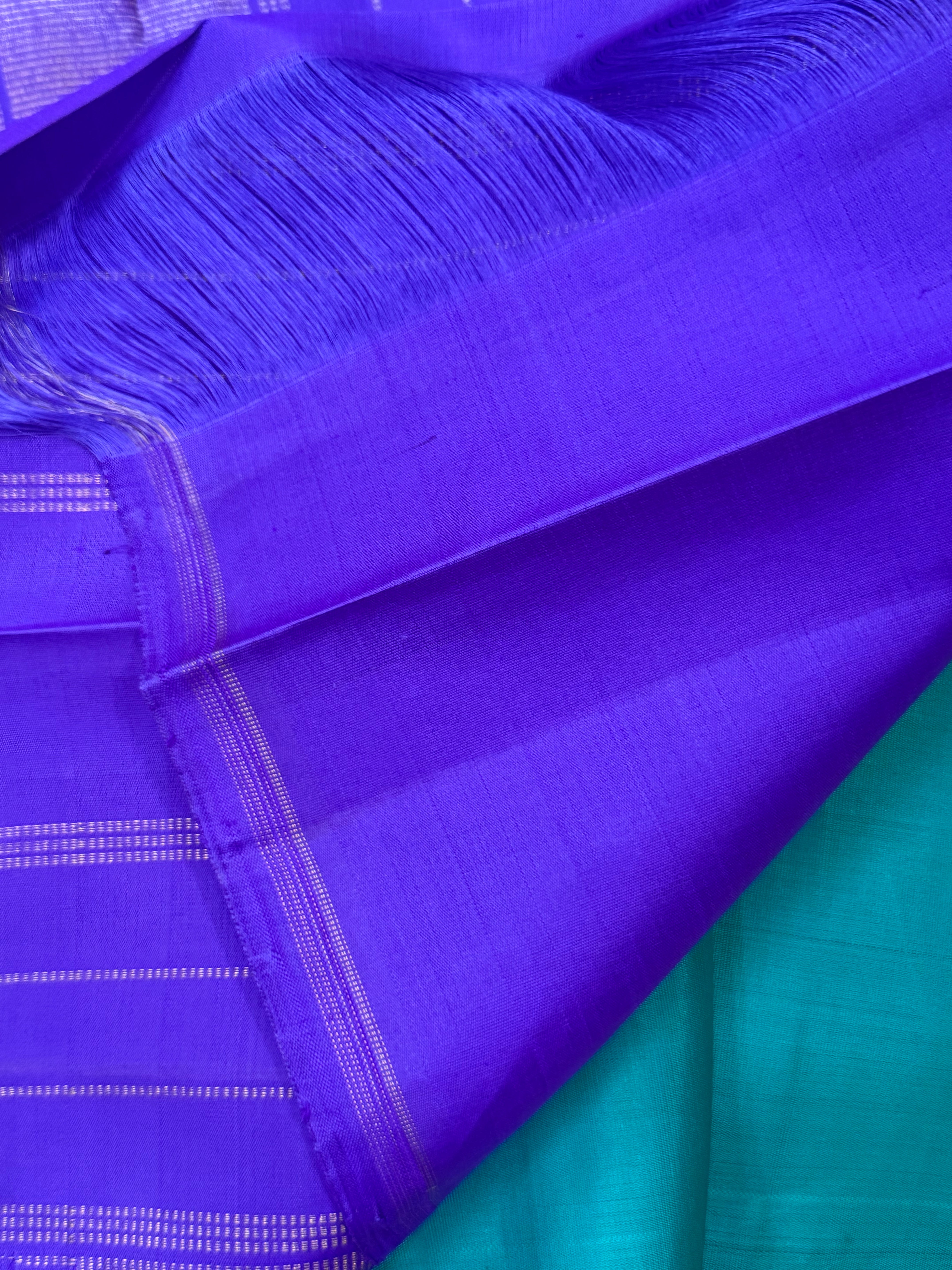 Sea blue and purple thread butta / Kanjipuram silk
