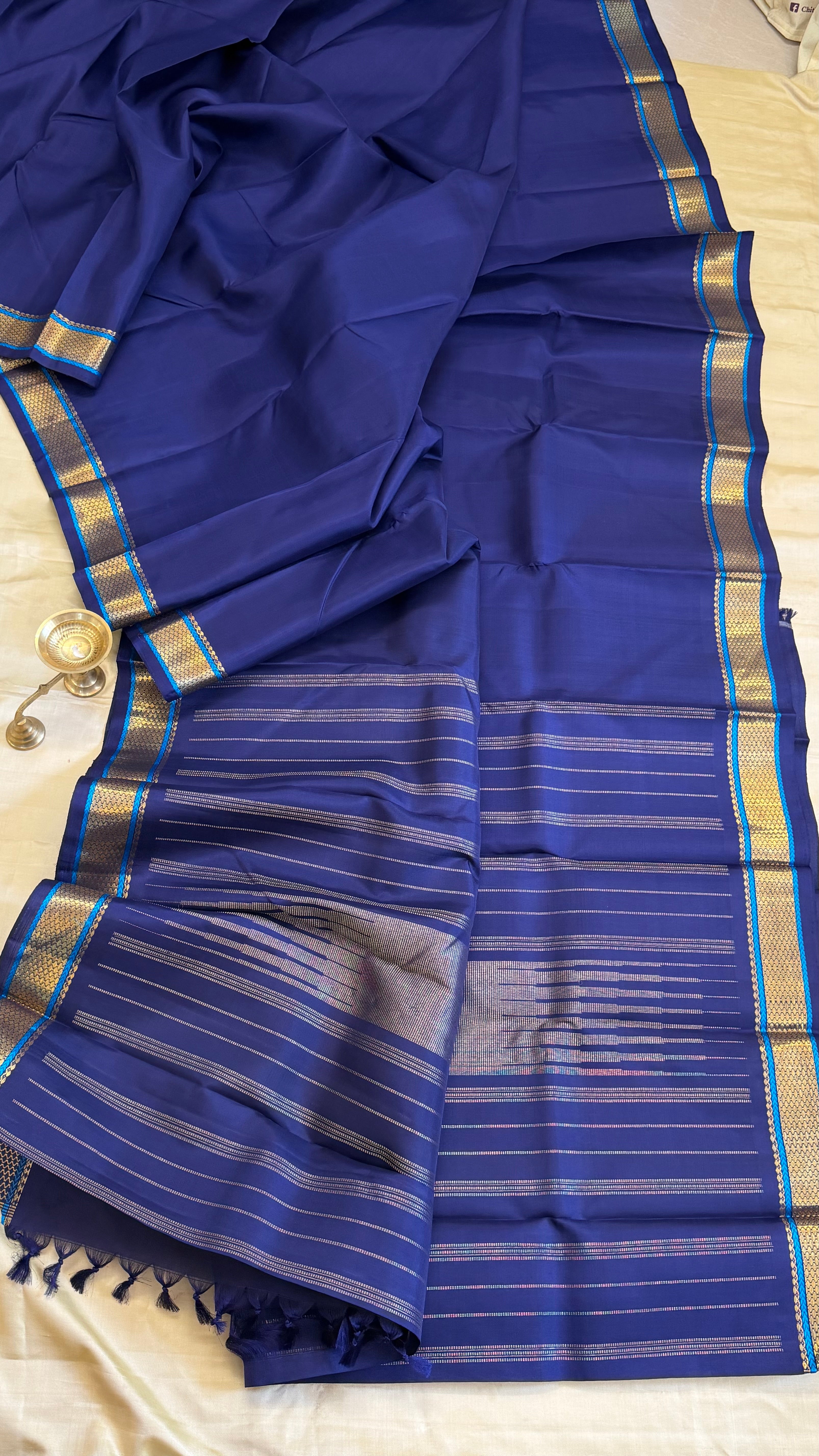 Dark blue getti border/ Kanjipuram Silk