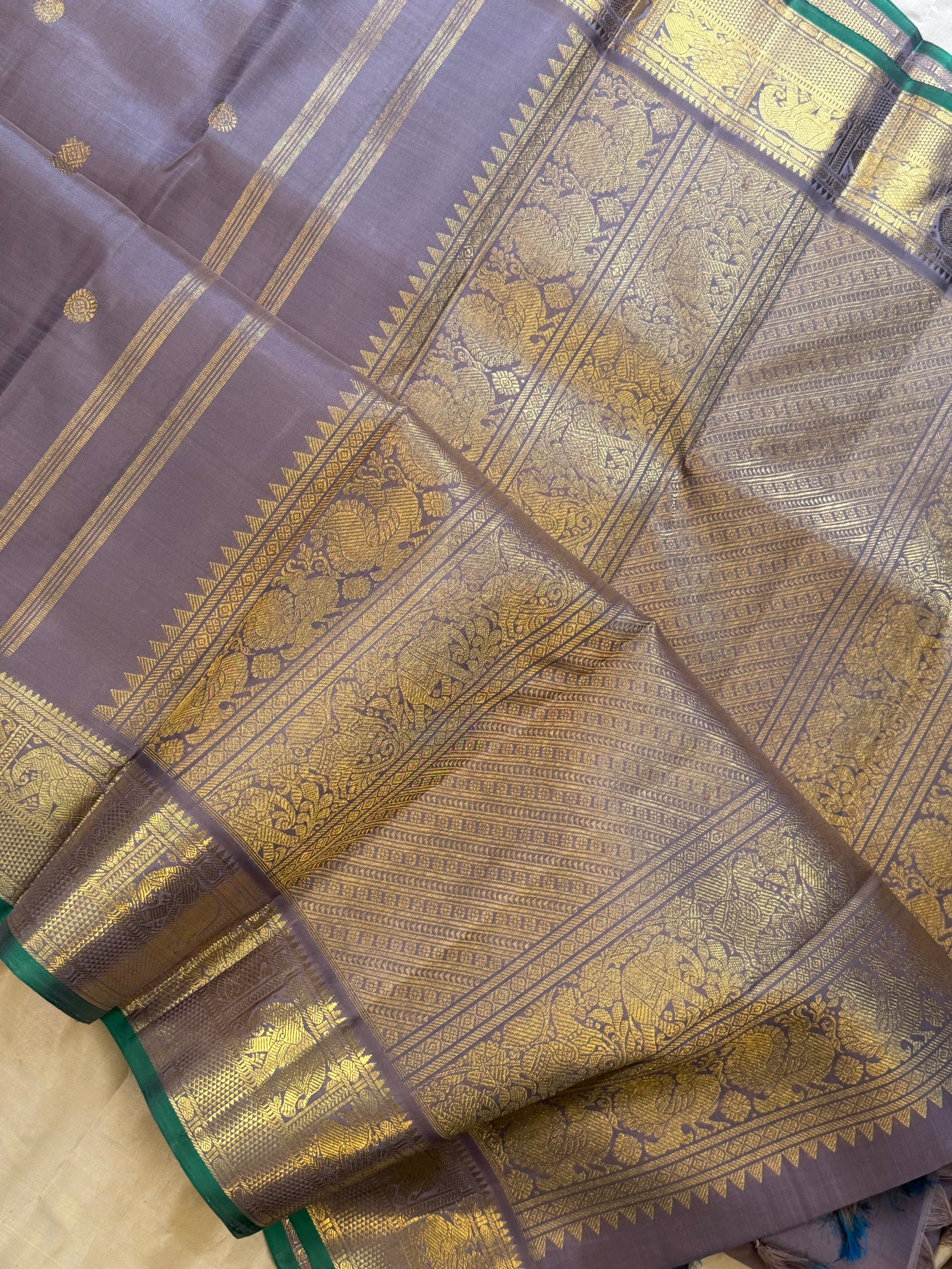 Smokey lilac  Annam pet pure Kanjipuram silk CL10013