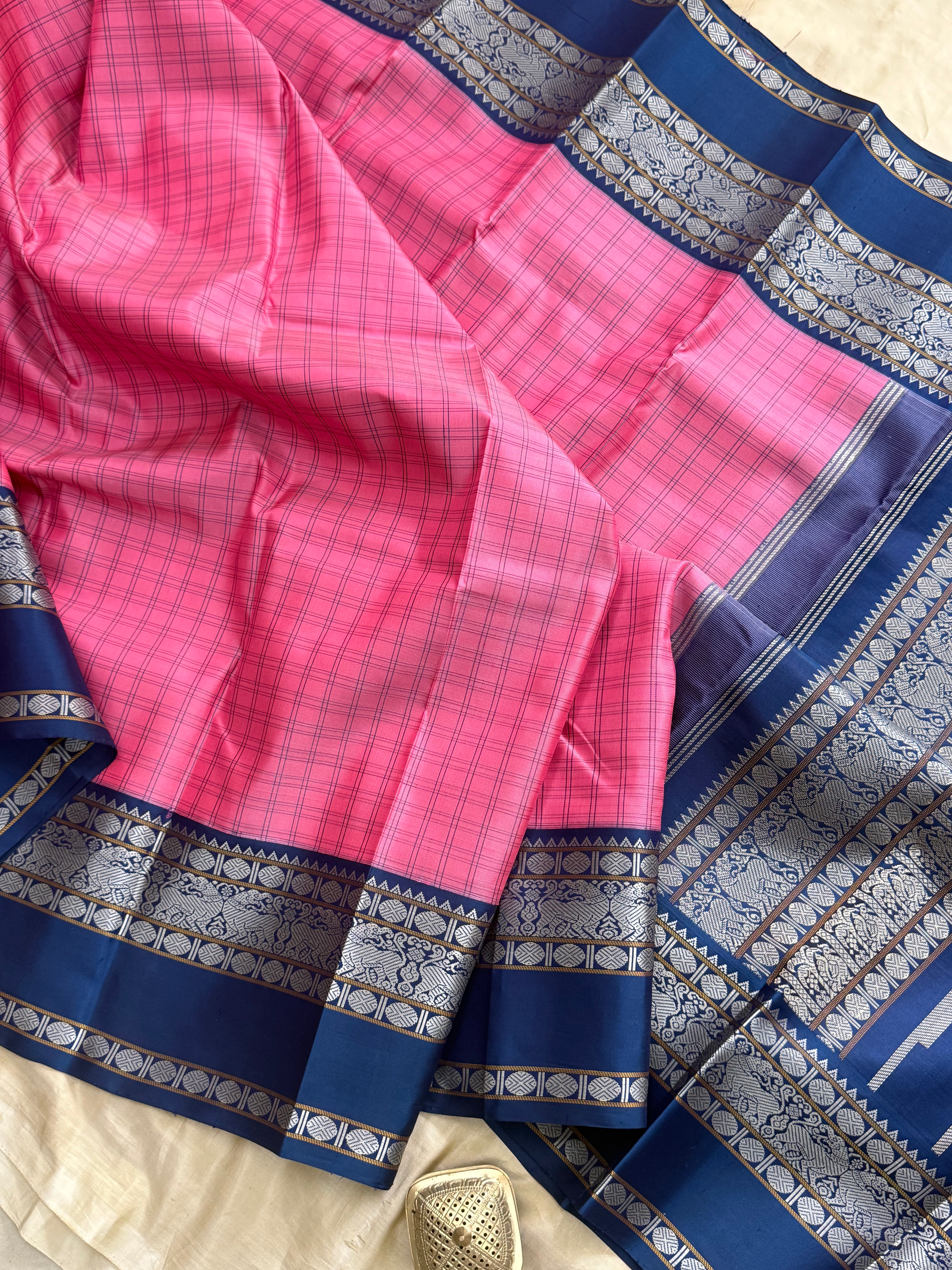Pink Kattam with teal blue border/special edition CLSA9847