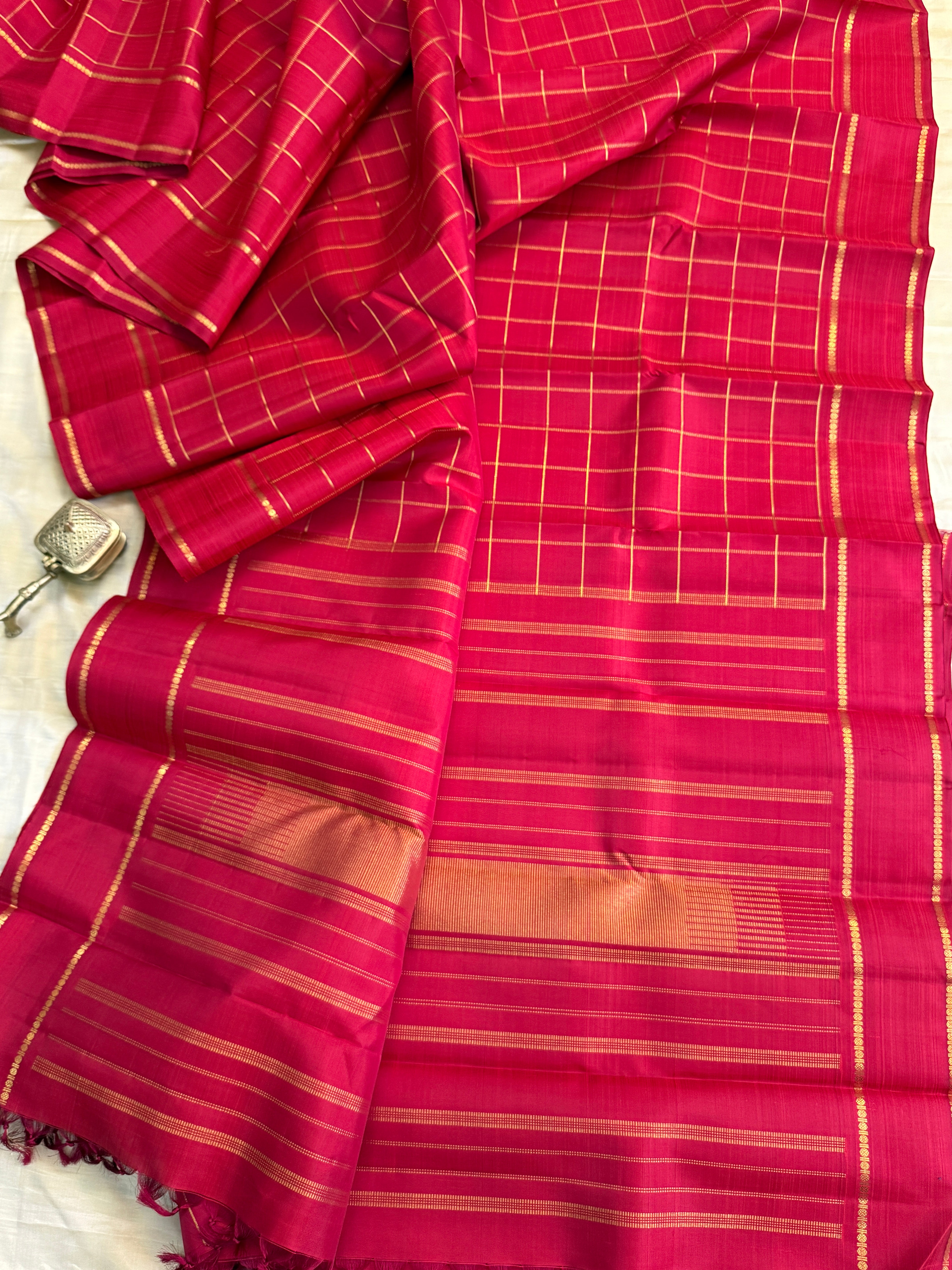 Red Zari Kattam / kanjipuram silk saree clsa 11594