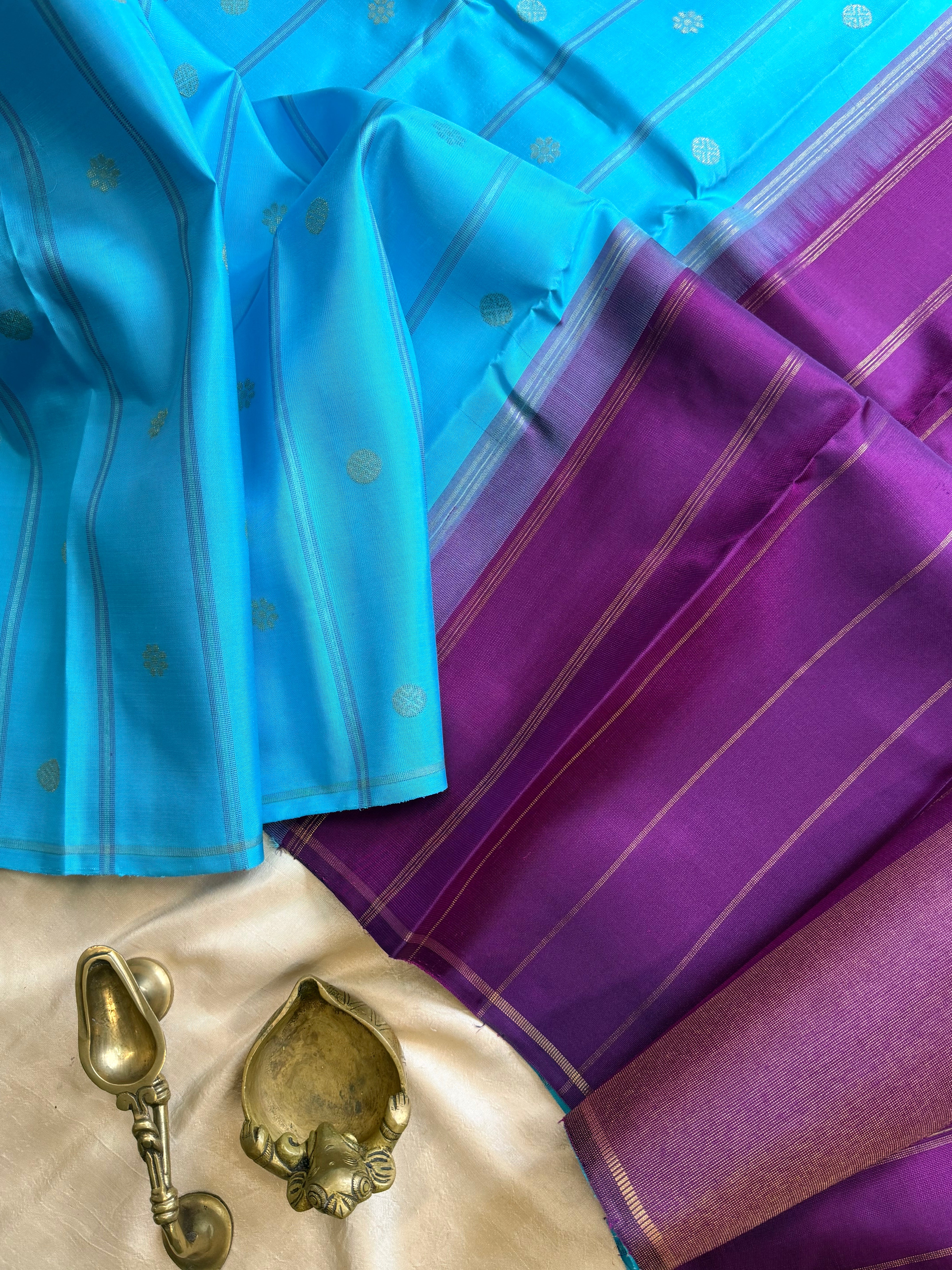 Kalai :Aanadha blue and purple palla / kanjipuram silk