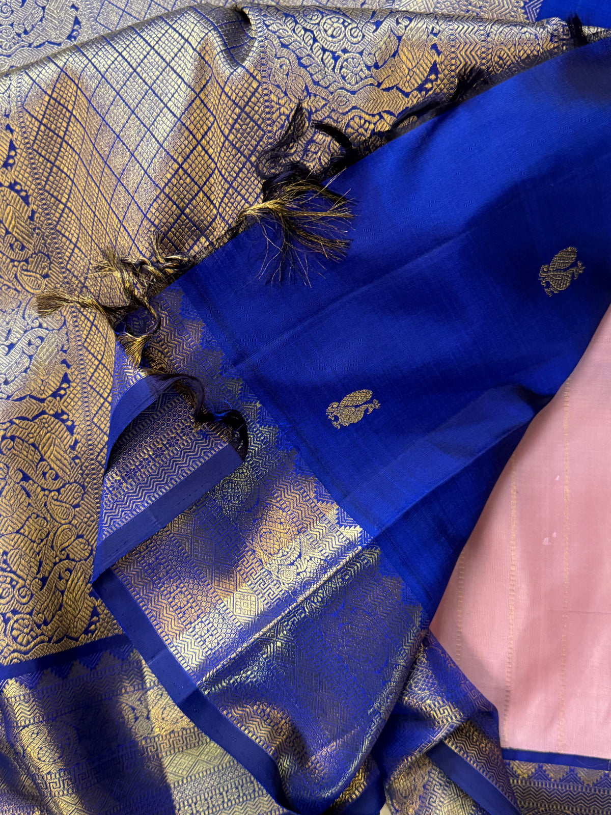 Bridal-body checks and annam zari butta Korvai / Kanjipuram silk saree clsa 4265