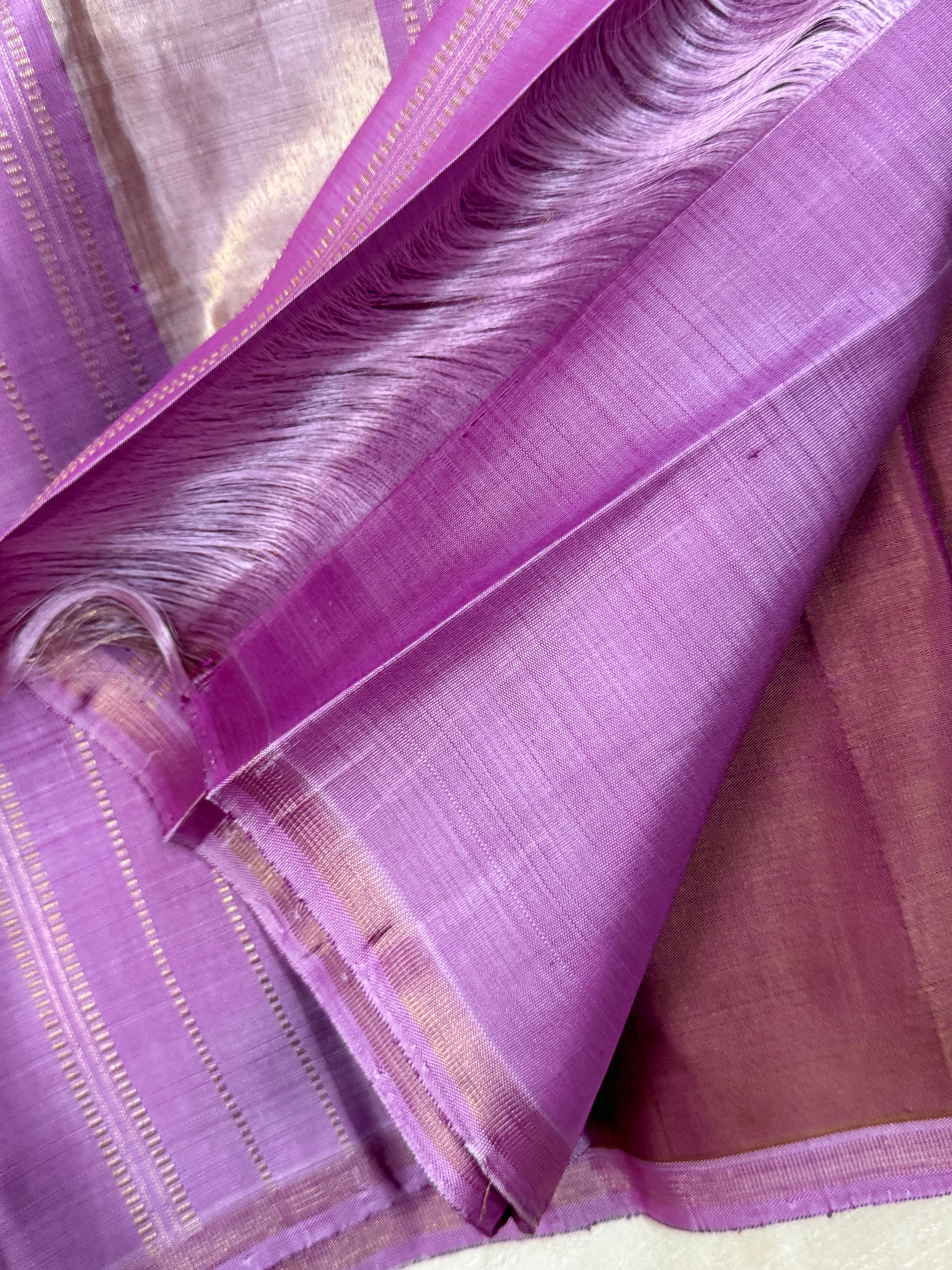 Mauvish pink borderless/ kanjipuram silk