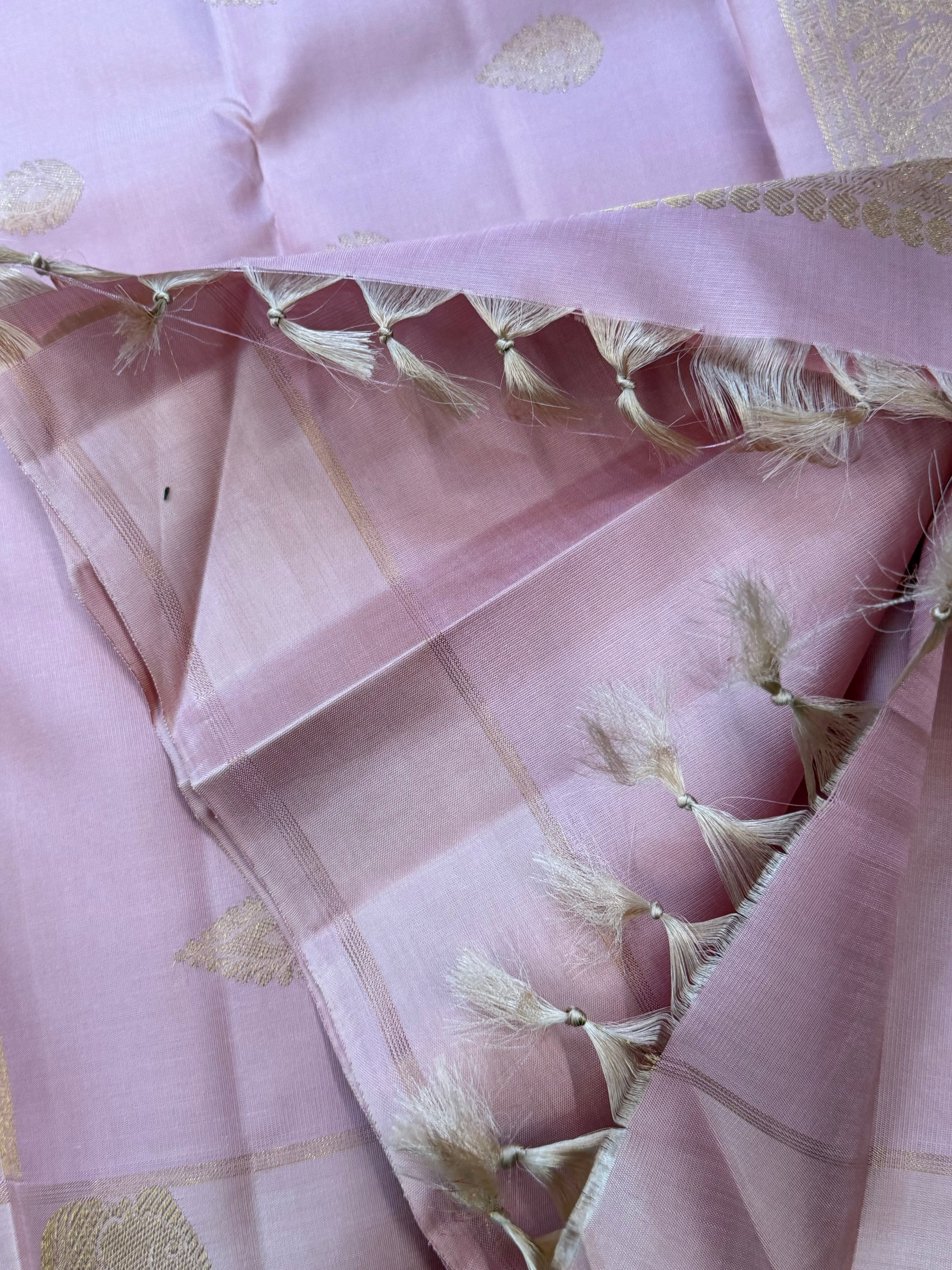 Light baby pink yaanai pet pure Kanjipuram silk CL10148