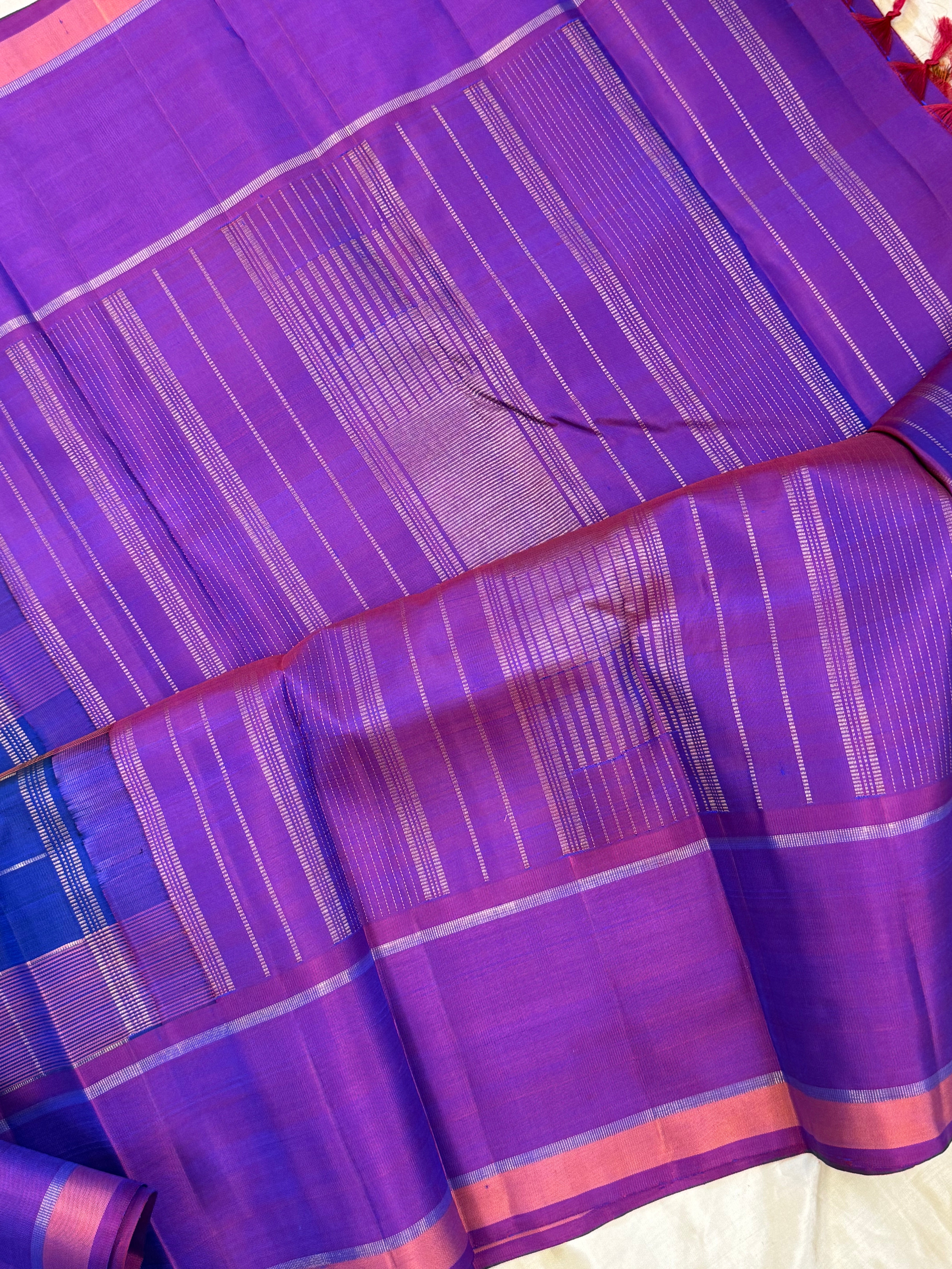 Royal blue and purple Chettinad kattam/ Kanjipuram silk