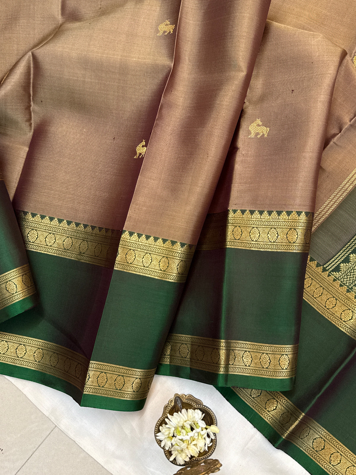 festivel edit _special edition_Light Fawn Brown Rettapet/ silk saree clsa 12401