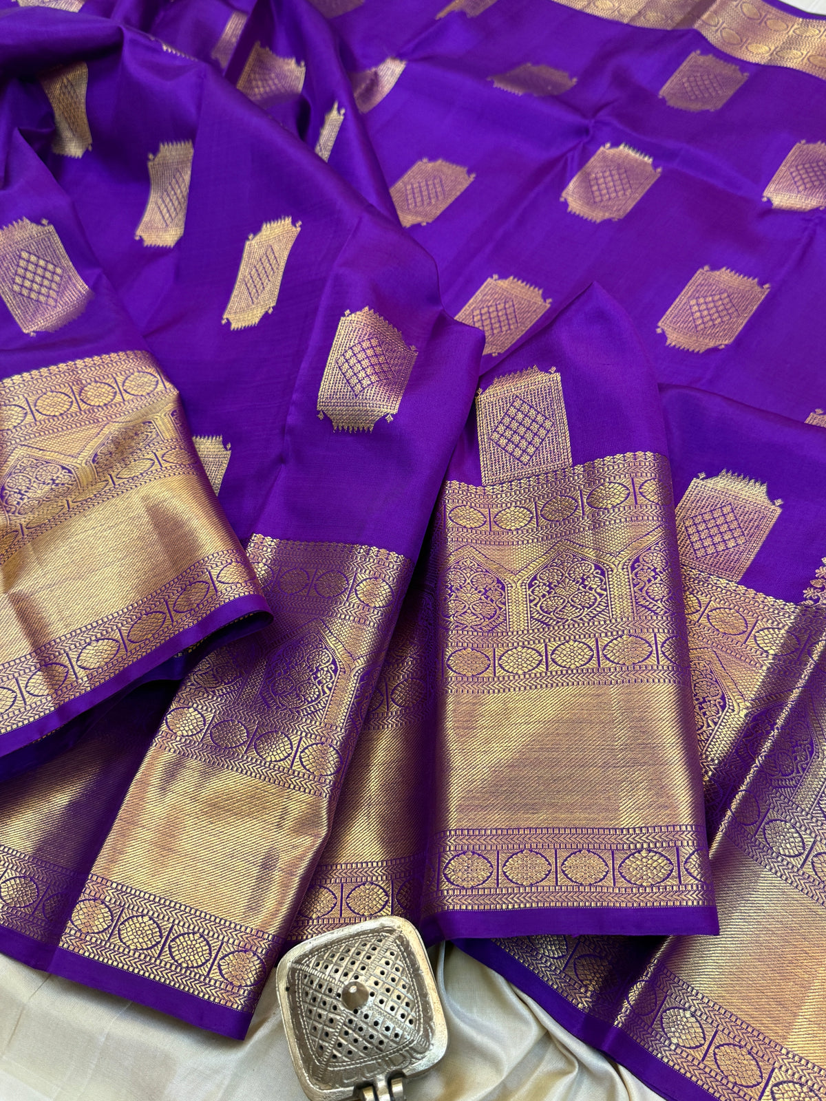 Brinjal with zari butta/Aarani silk saree clsa