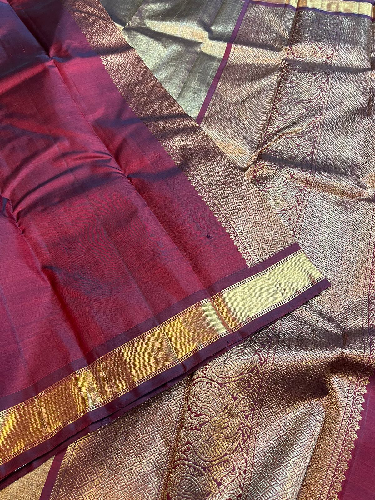 Berhampuri style long palla  - kanjipuram silks