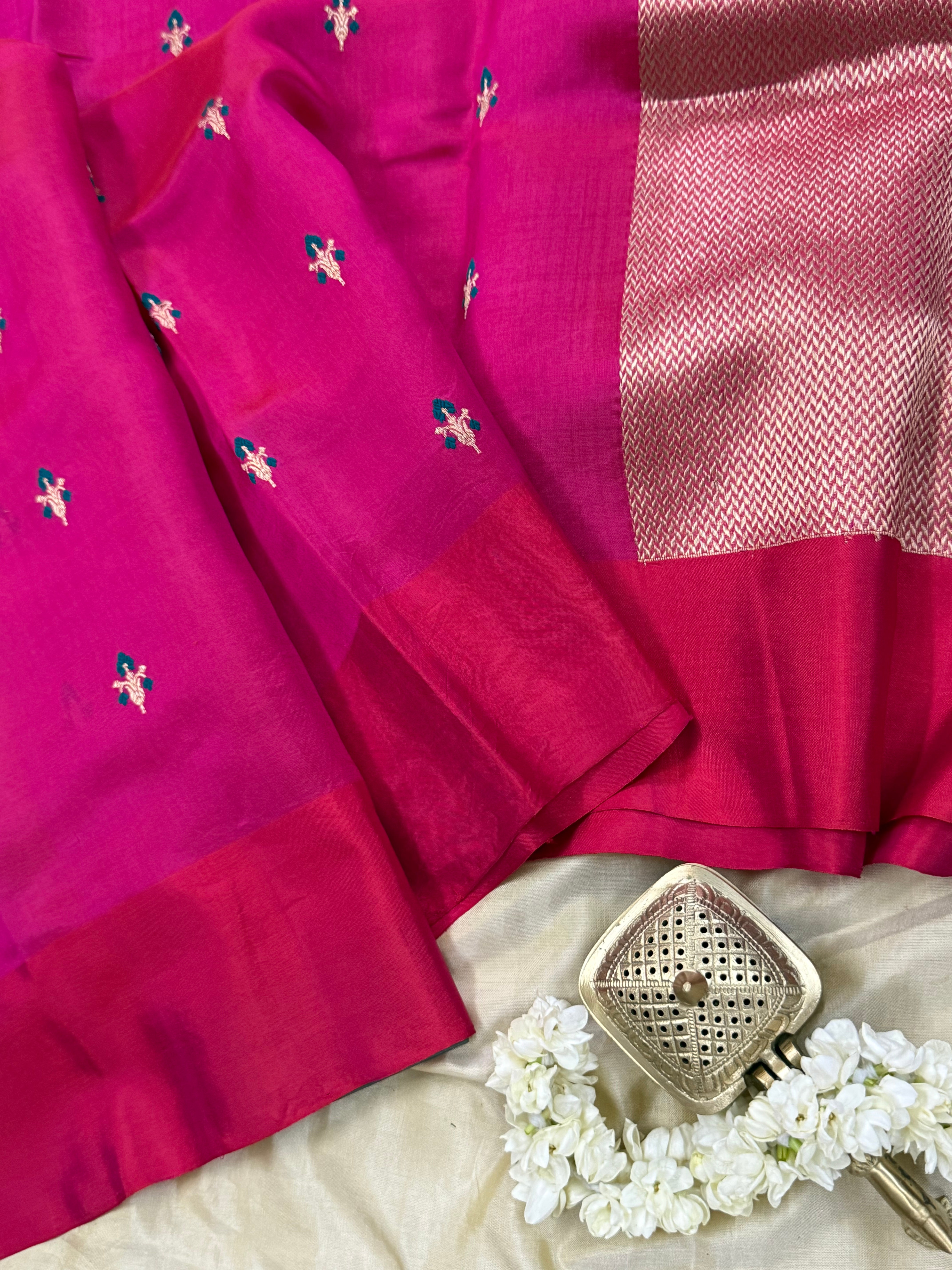 Pink floral / Chanderi Silk