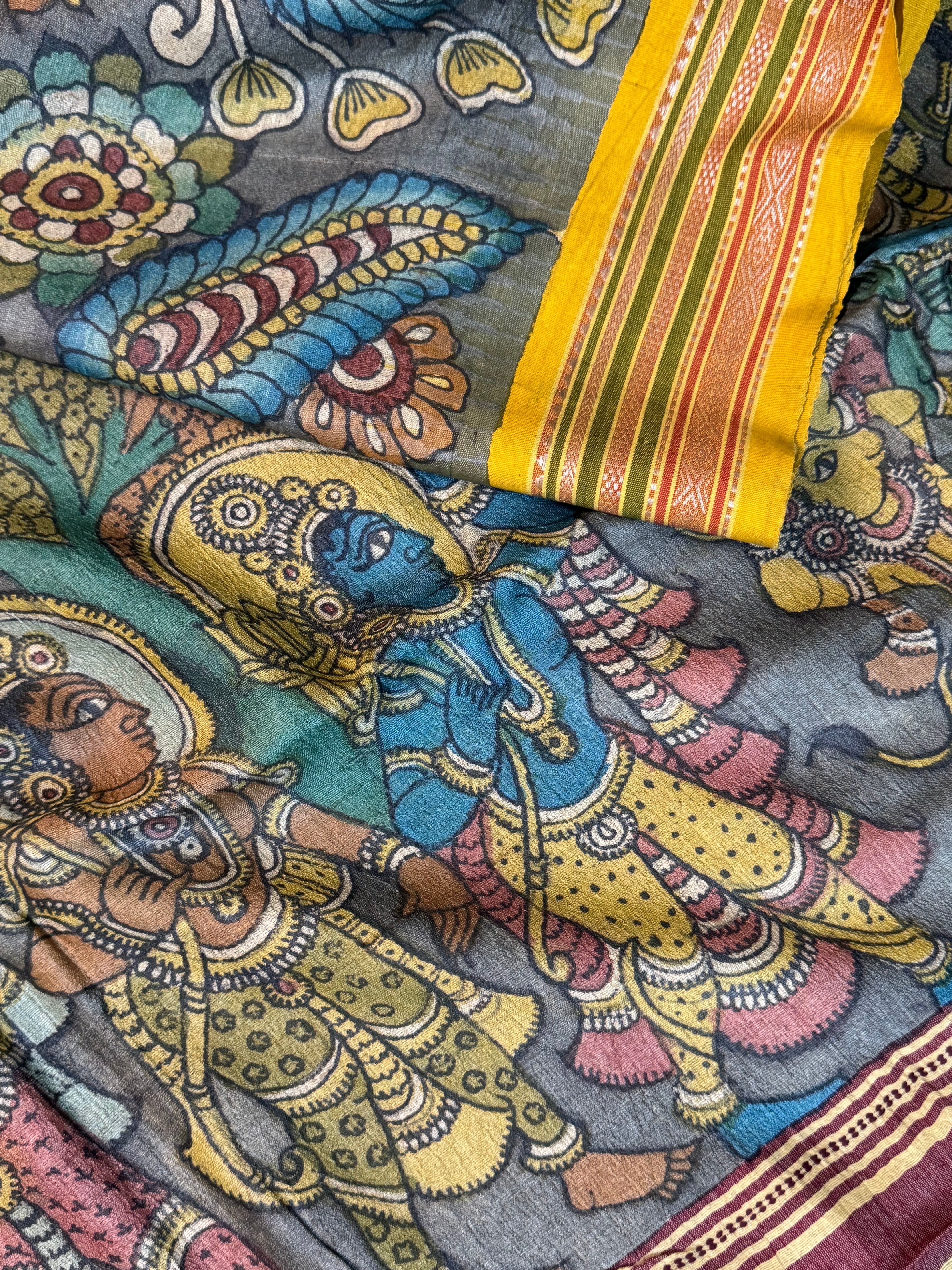 Pen kalamkari Vidharba Tussar Saree