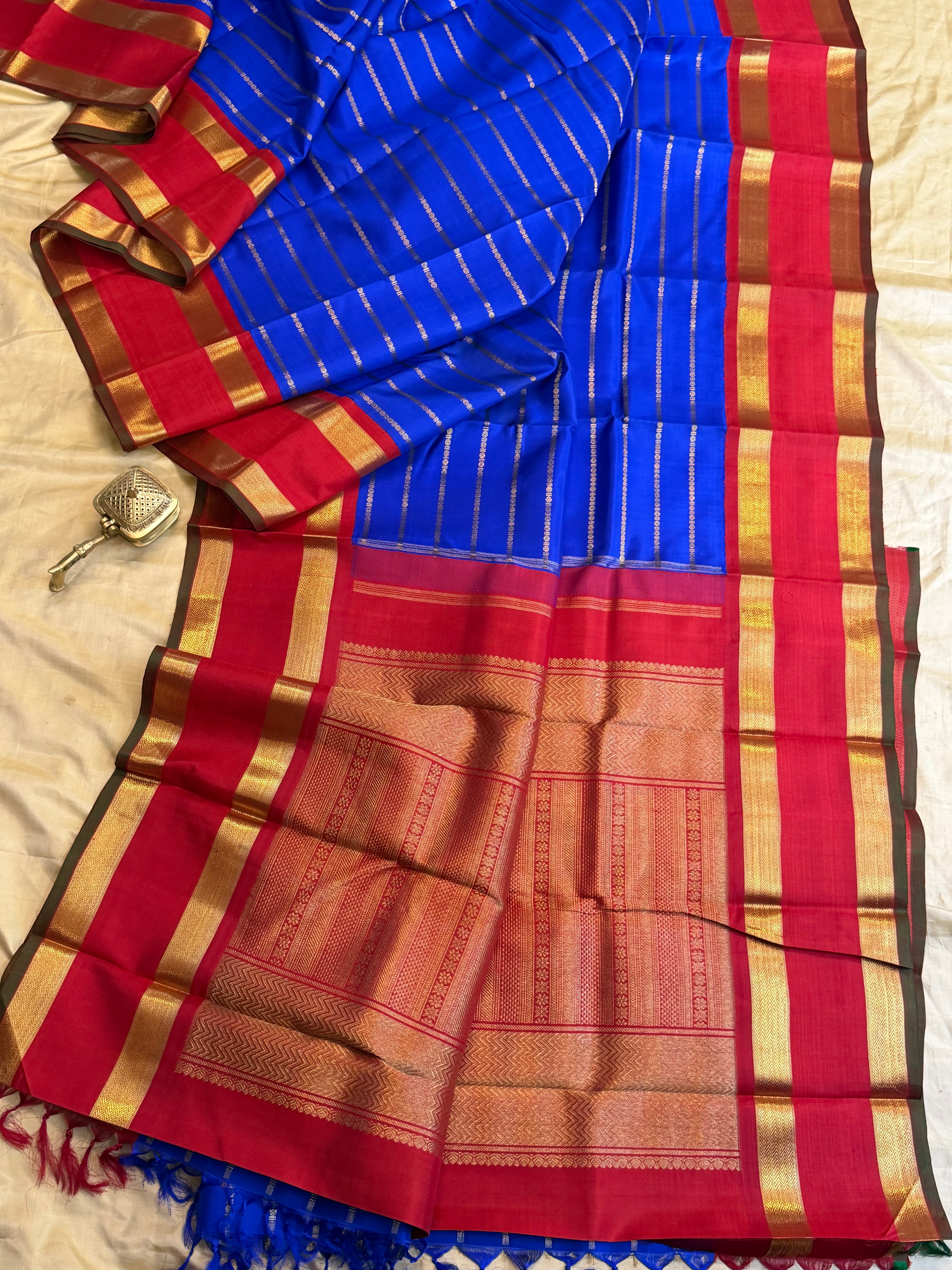Ms blue Korvai veldhari   / Kanjipuram silk