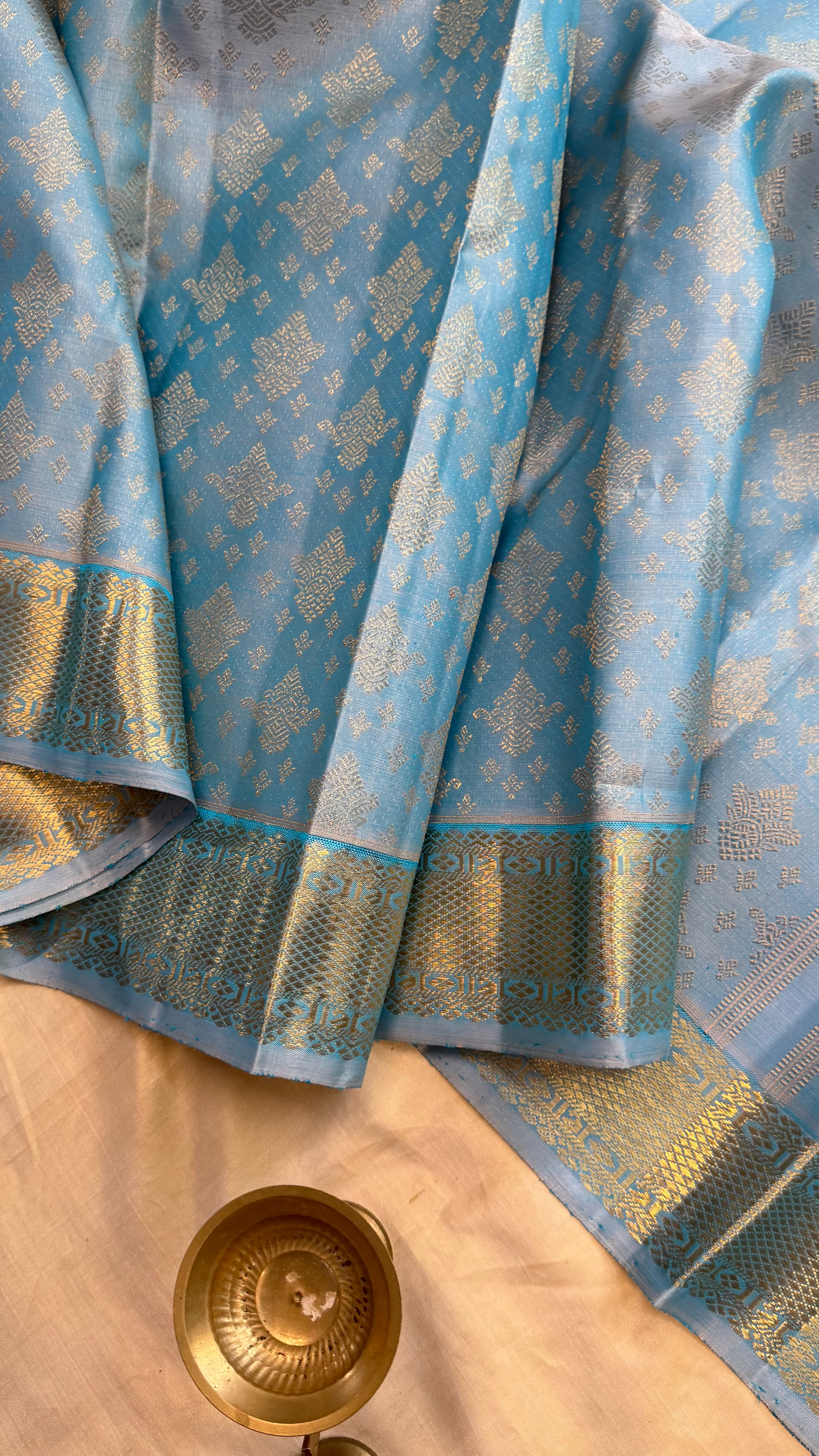 Powder blue brocade / Kanjipuram silk