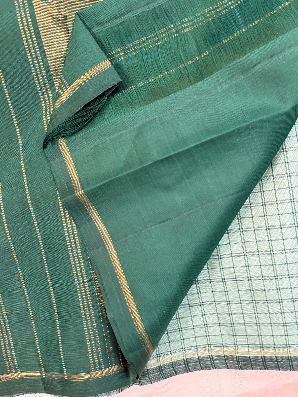 Kattam border less pure Zari/Kanjipuram silk saree clsa 12802