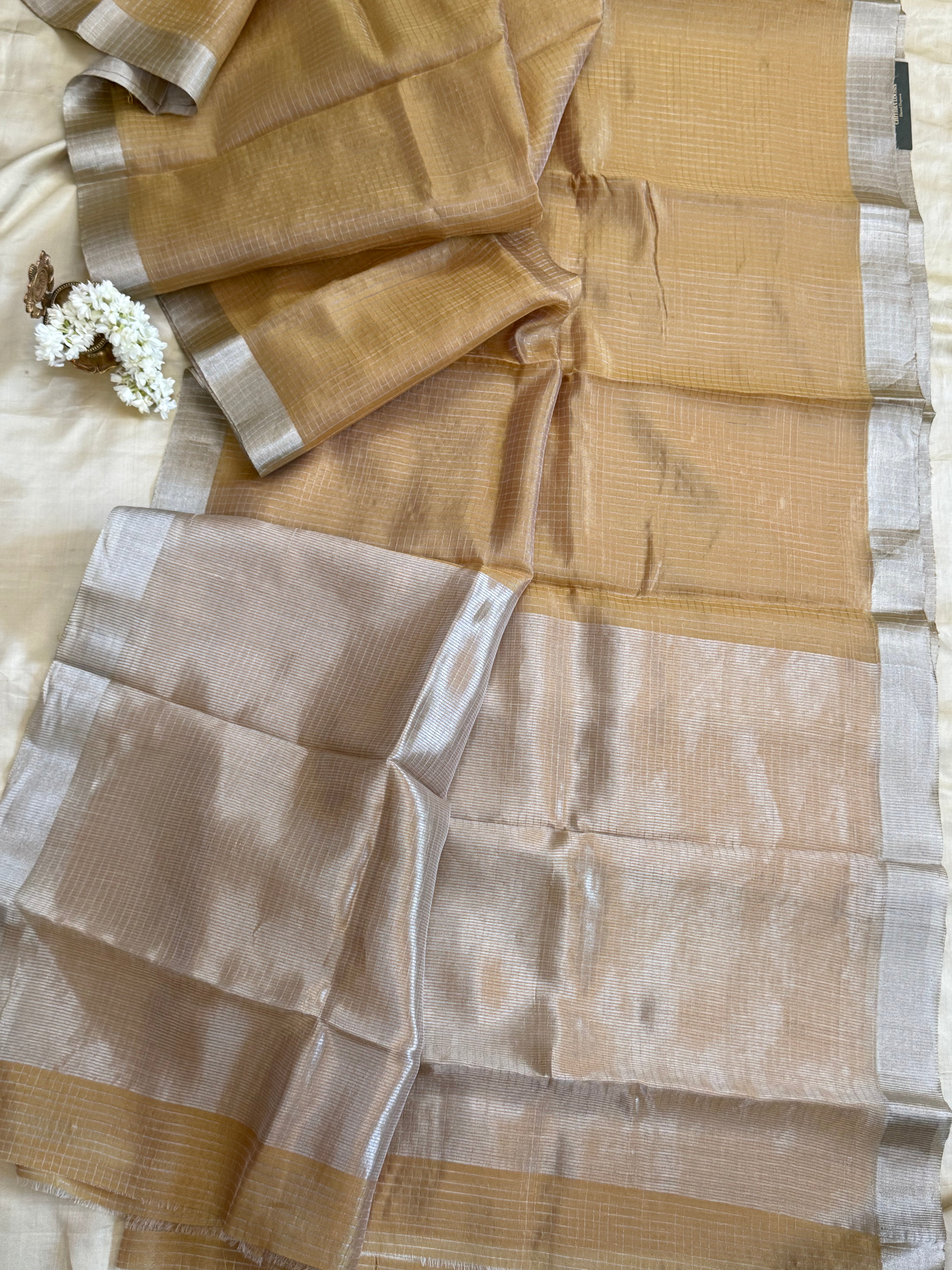 Mustard silver checks/ Chanderi silk CLSA10868