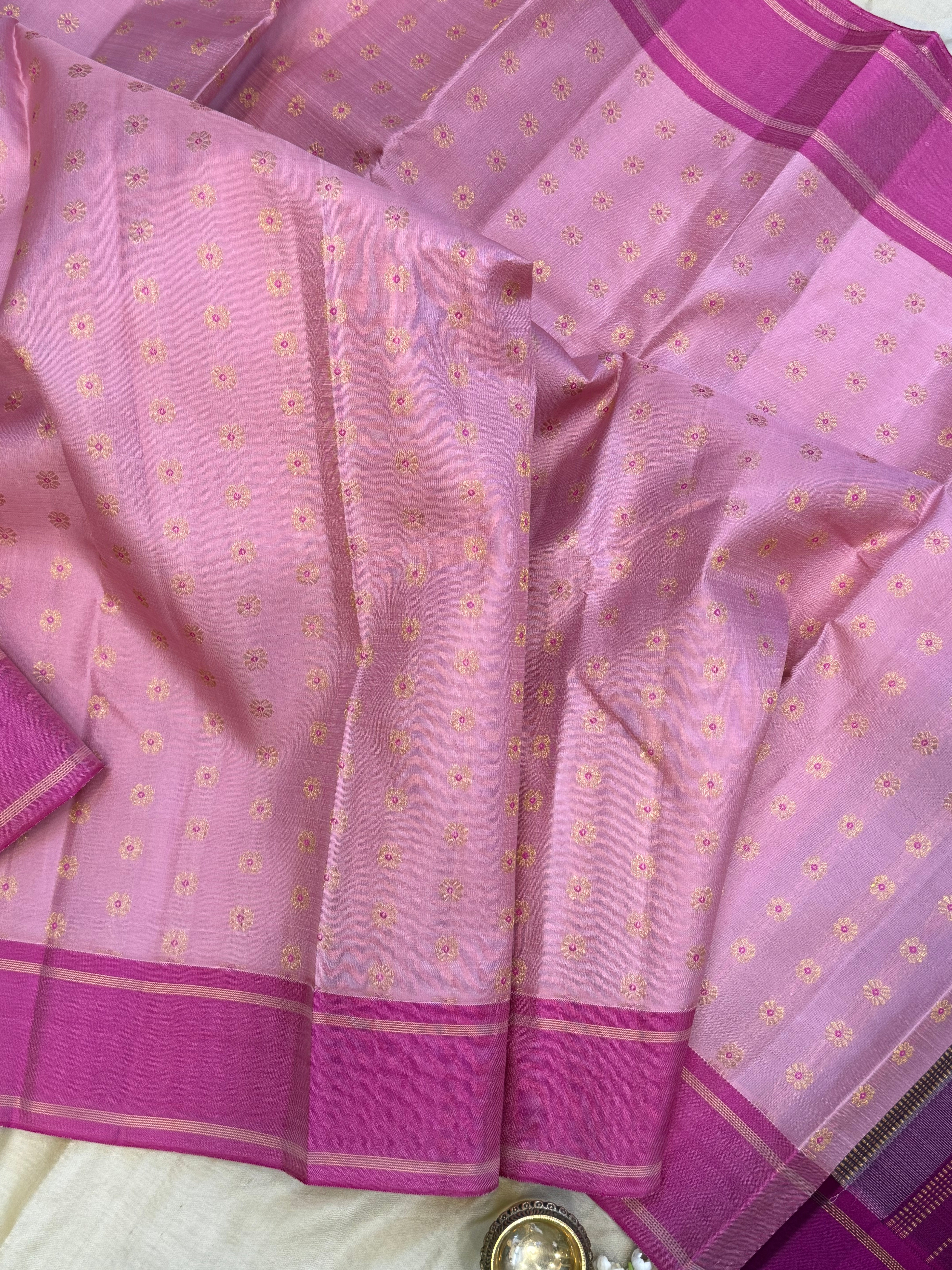 Pink meenakari butta/ Kanjipuram Silk