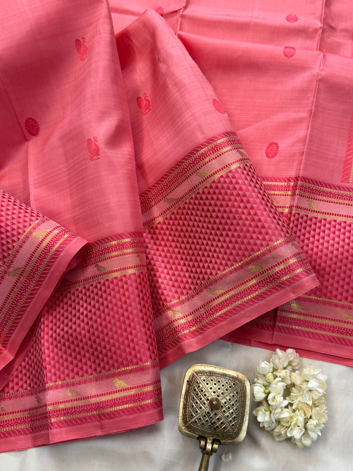 KILIYE :  pastel pink kili work /Kanjipuram silk clsa 5676
