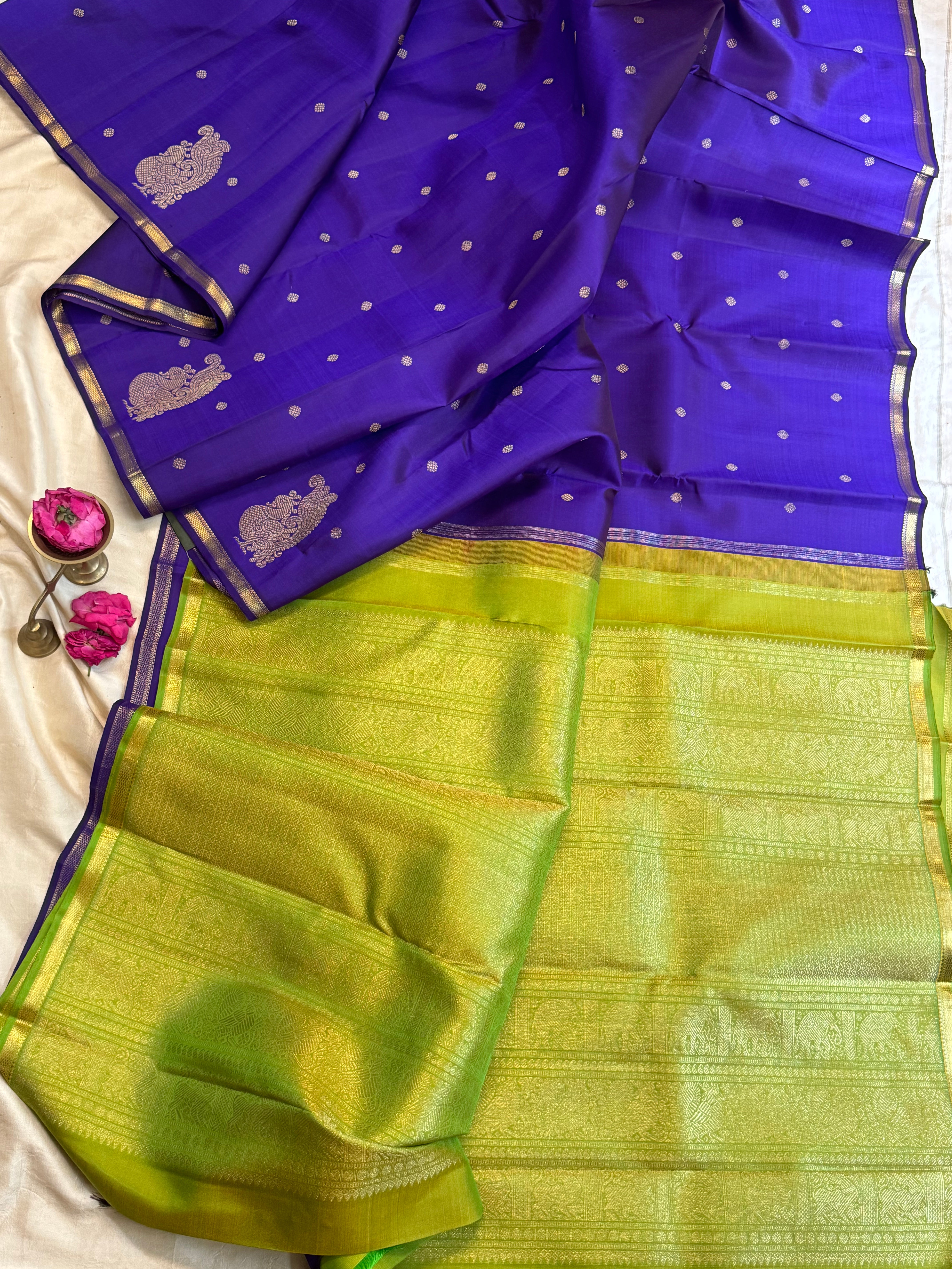 Beetu Butta purple small border kanjipuram silk