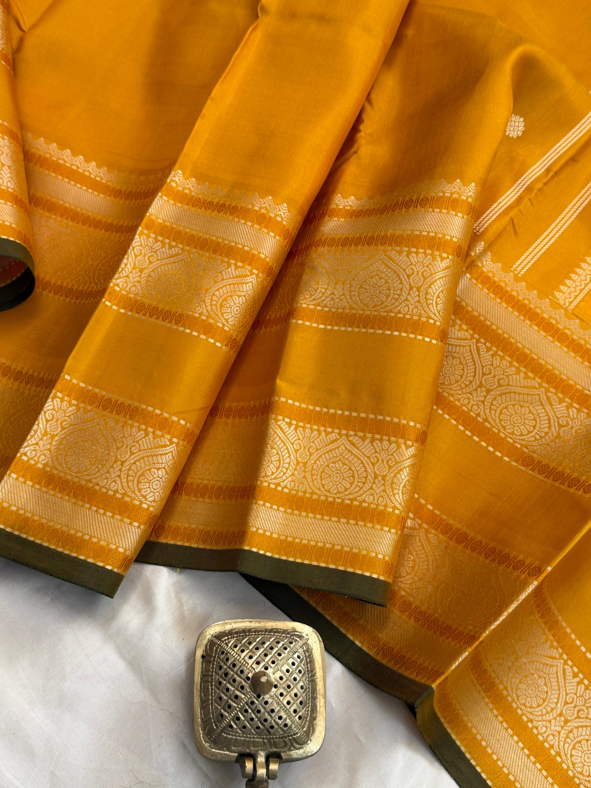 Mustard Yellow unique kili pallu / Special edition kanjipuram silk