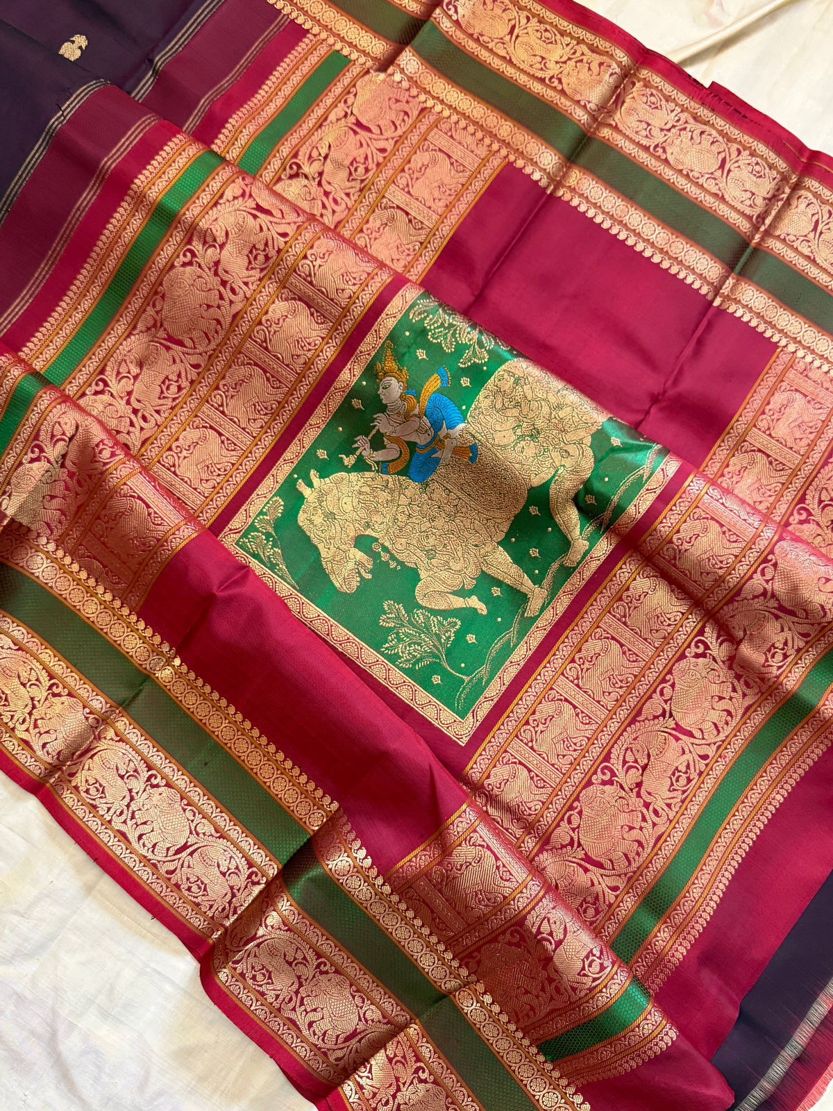 Special edition-unique pallu with Paaku colour body and border Zari butta silk saree/clsa 12579