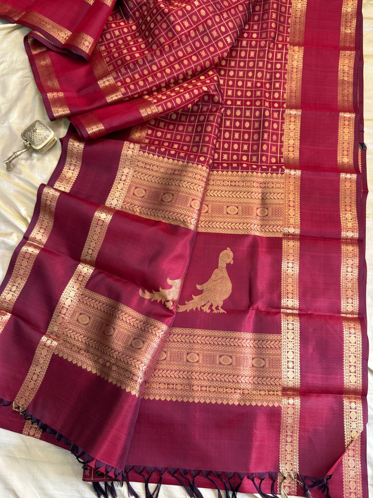 Special edition-Maroon colour with Zari kattam with butta silk saree/clsa 12564