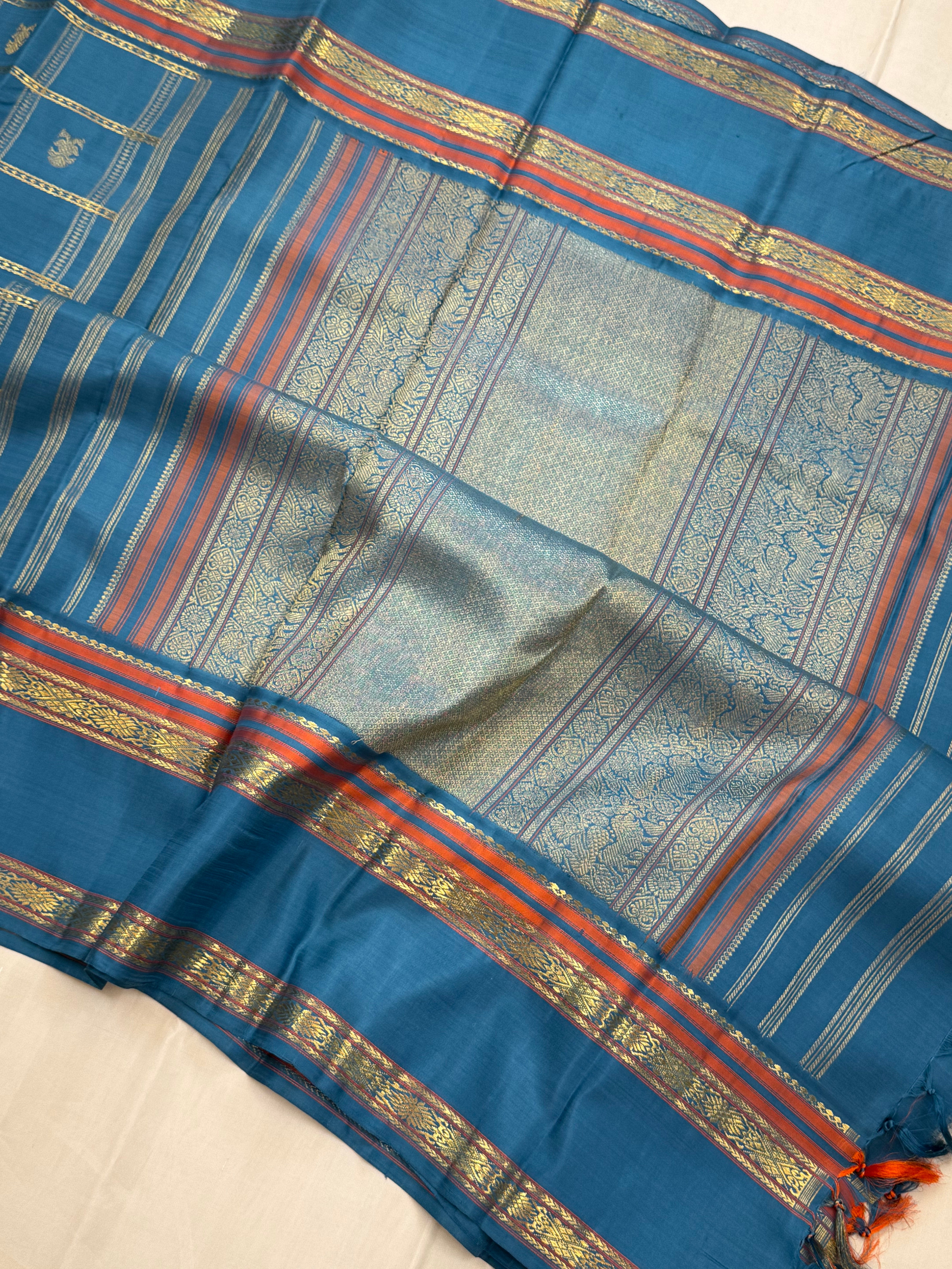 Master weaver Powder blue Kattam Butta Kanjipuram silk