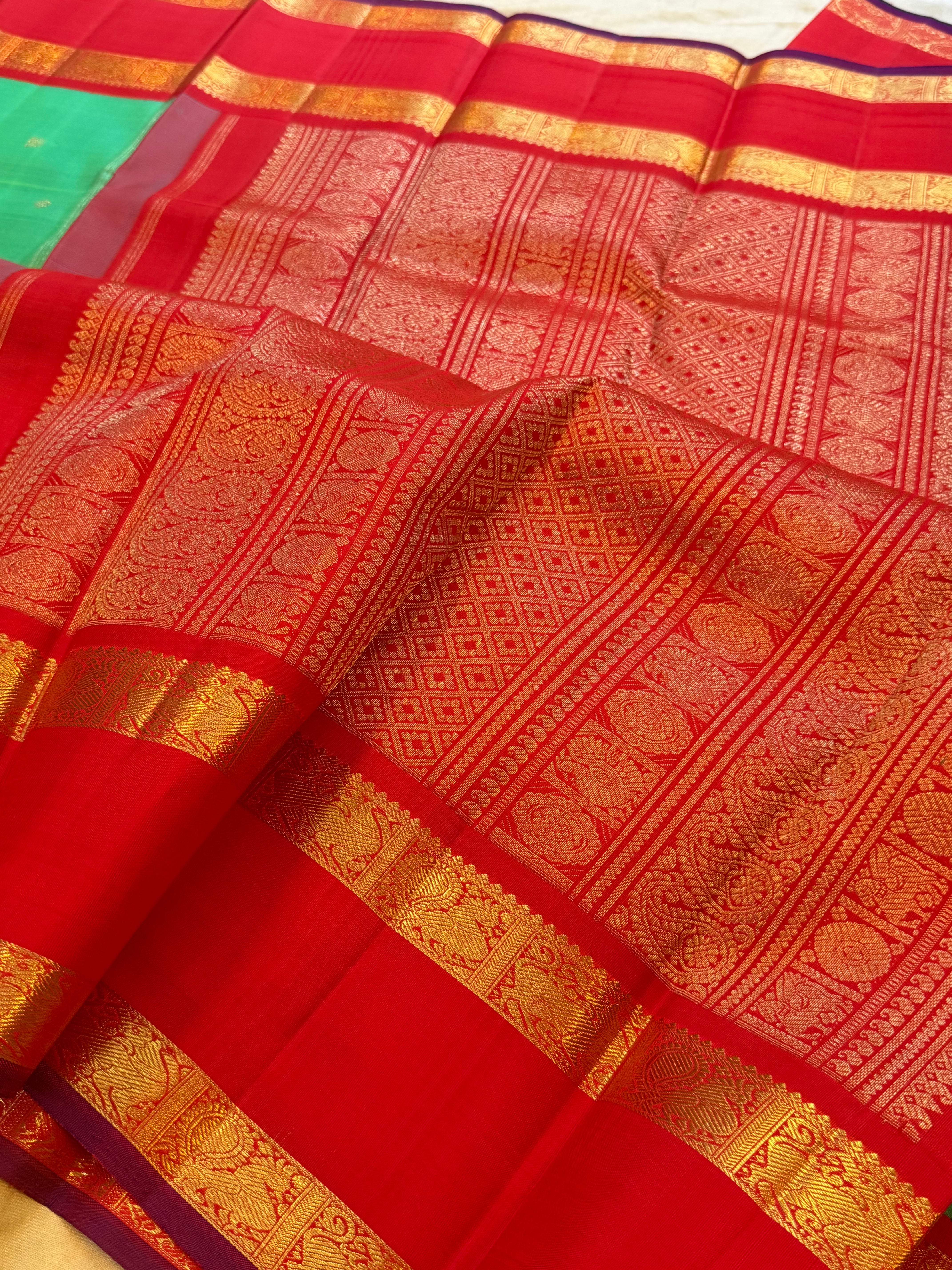 Sea blue retta pet  Korvai   / Kanjipuram silk