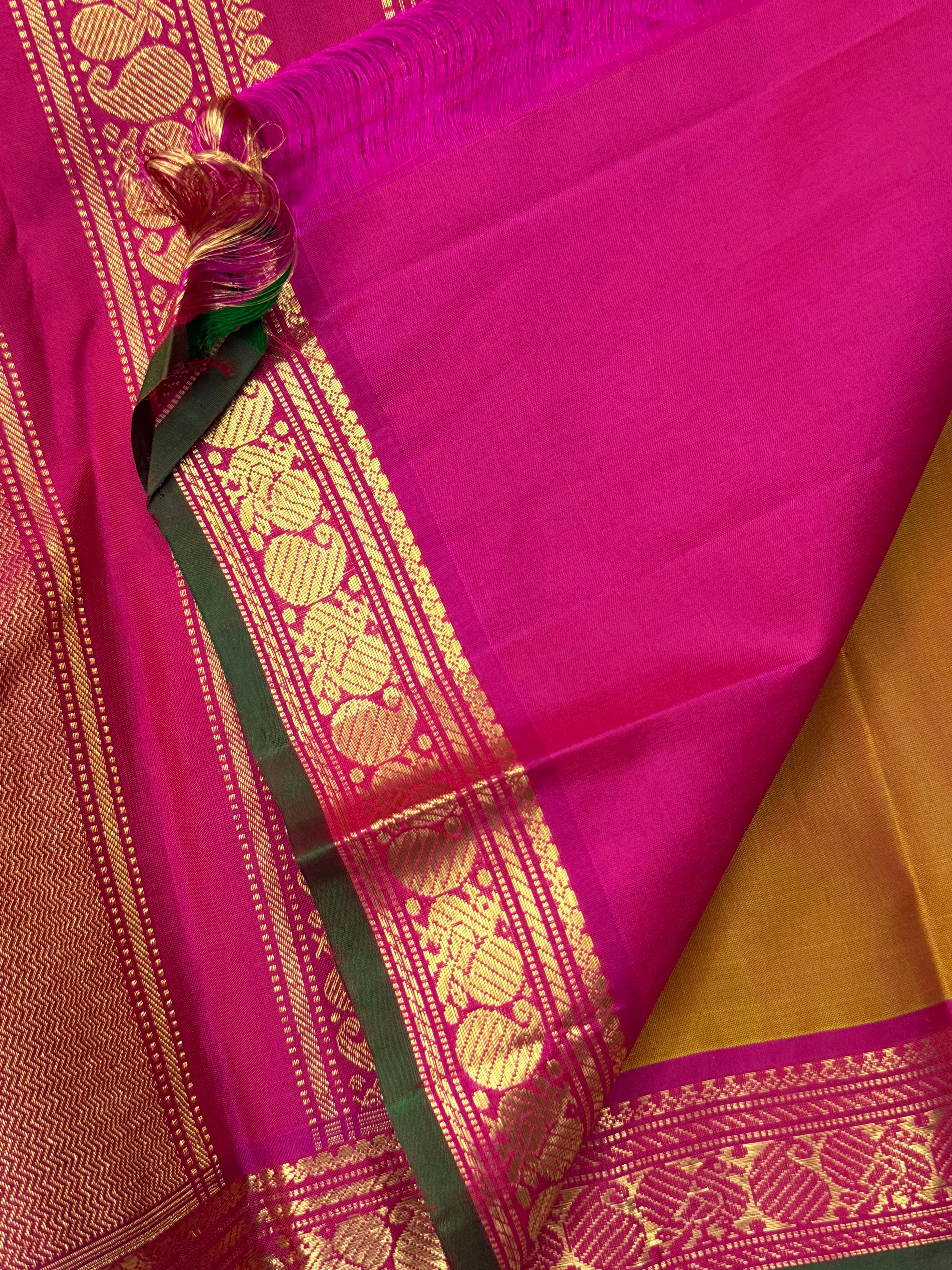 Simha and pink small border/ Arani silk