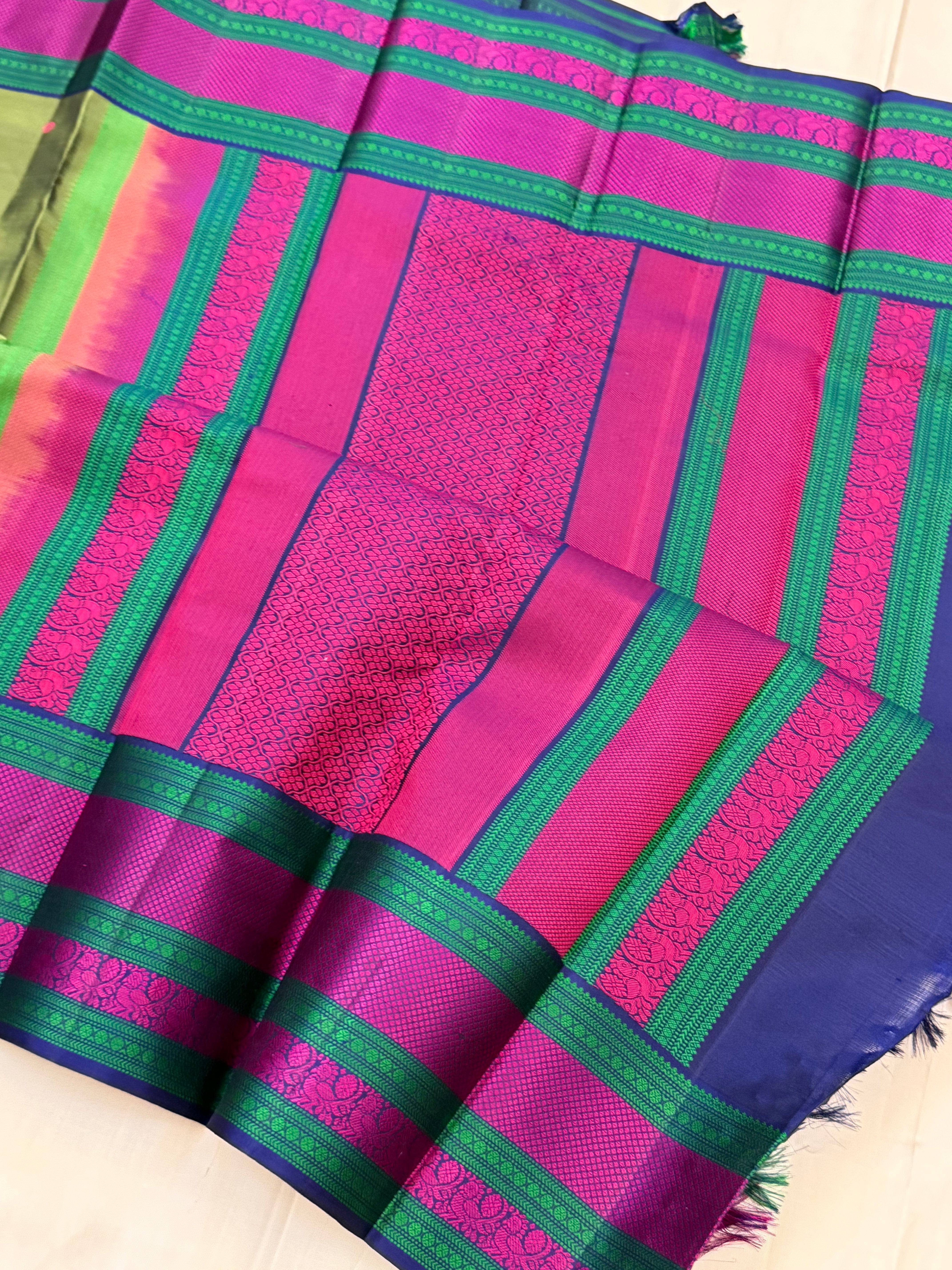 Olive green and magenta varisapet border/ Varnangal thread work CLSA11247