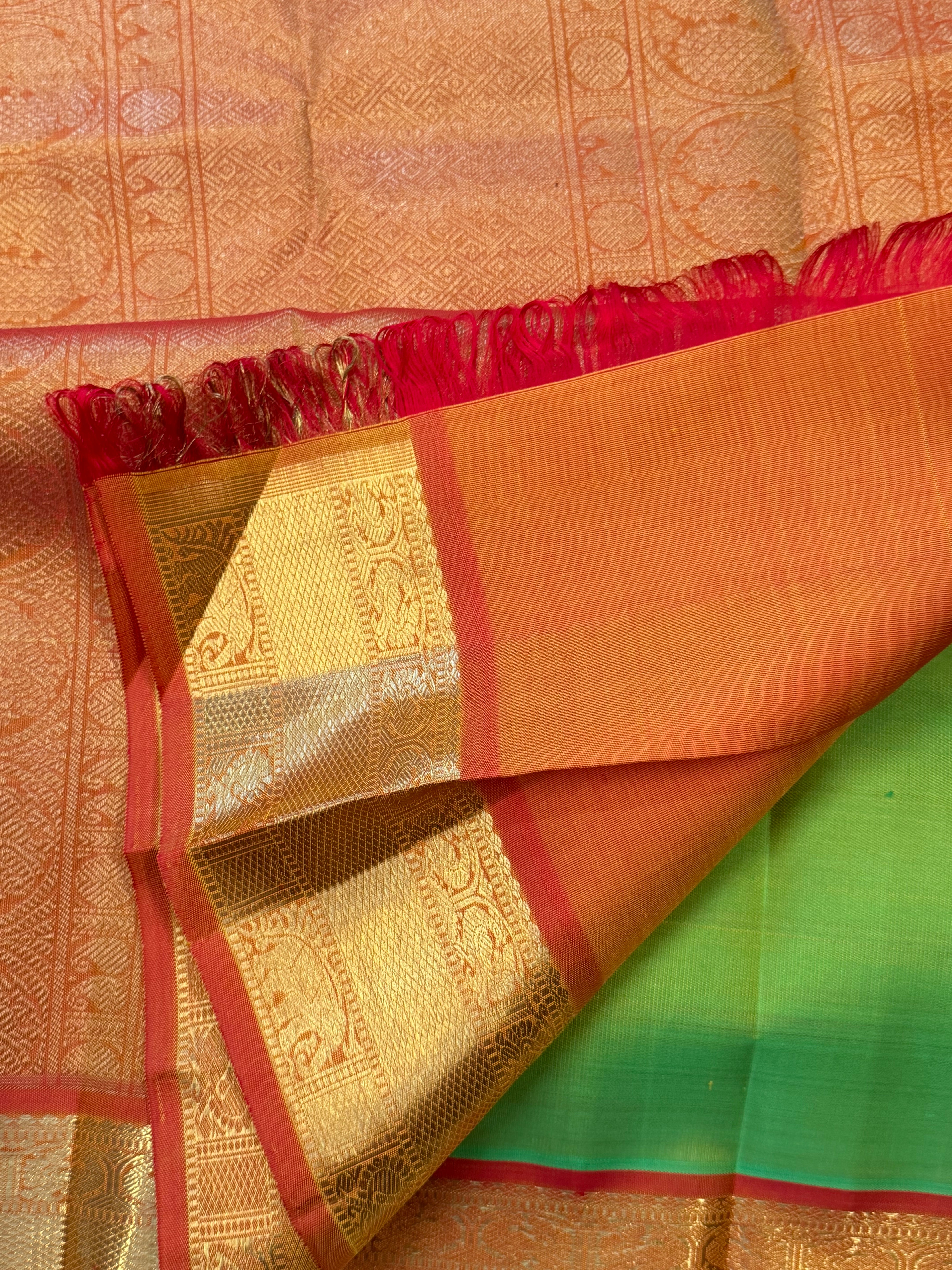 Moha : Lemon green pure Zari Kanjipuram silk