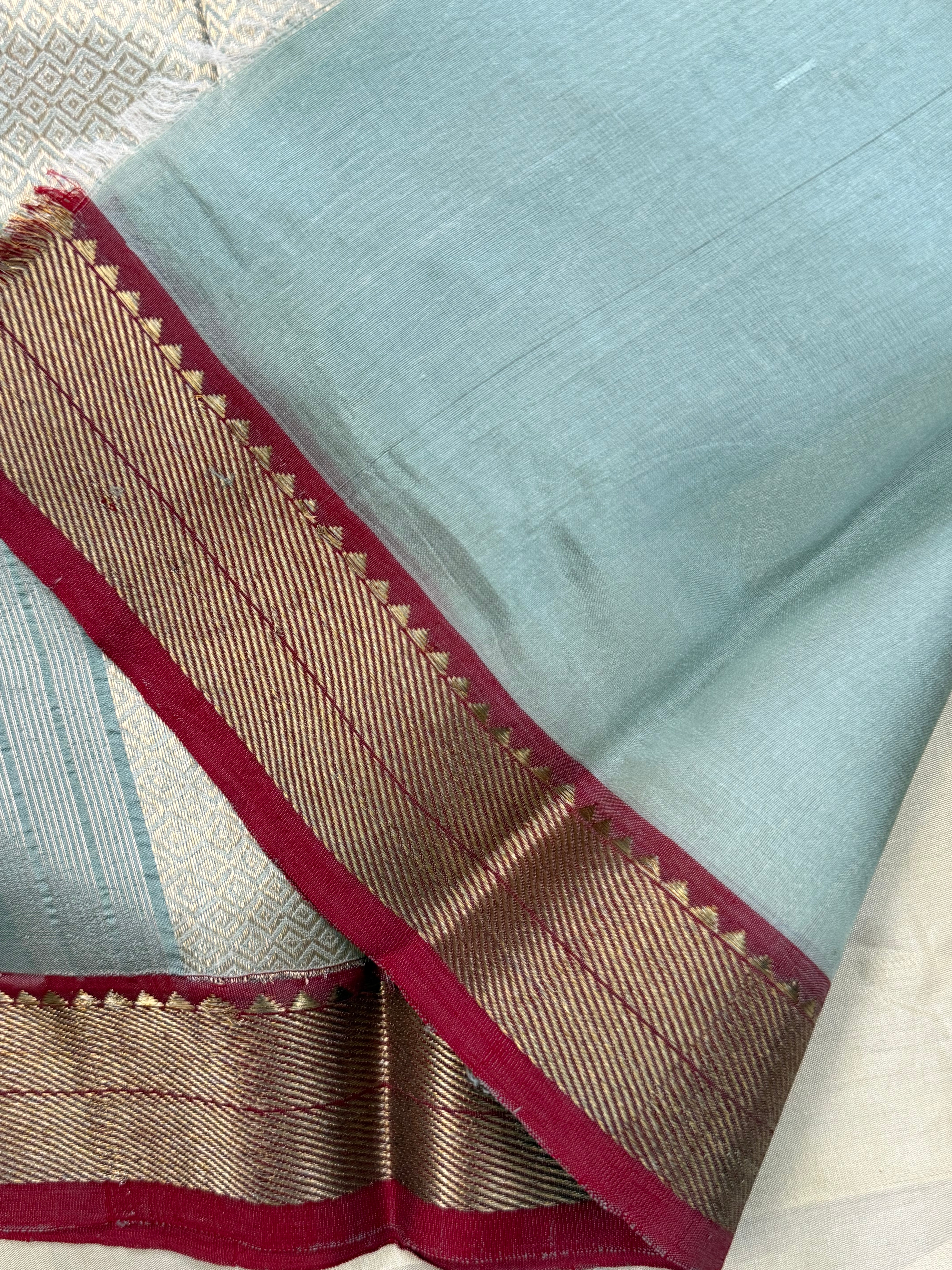 Powder blue paisley butta / Chanderi Silk