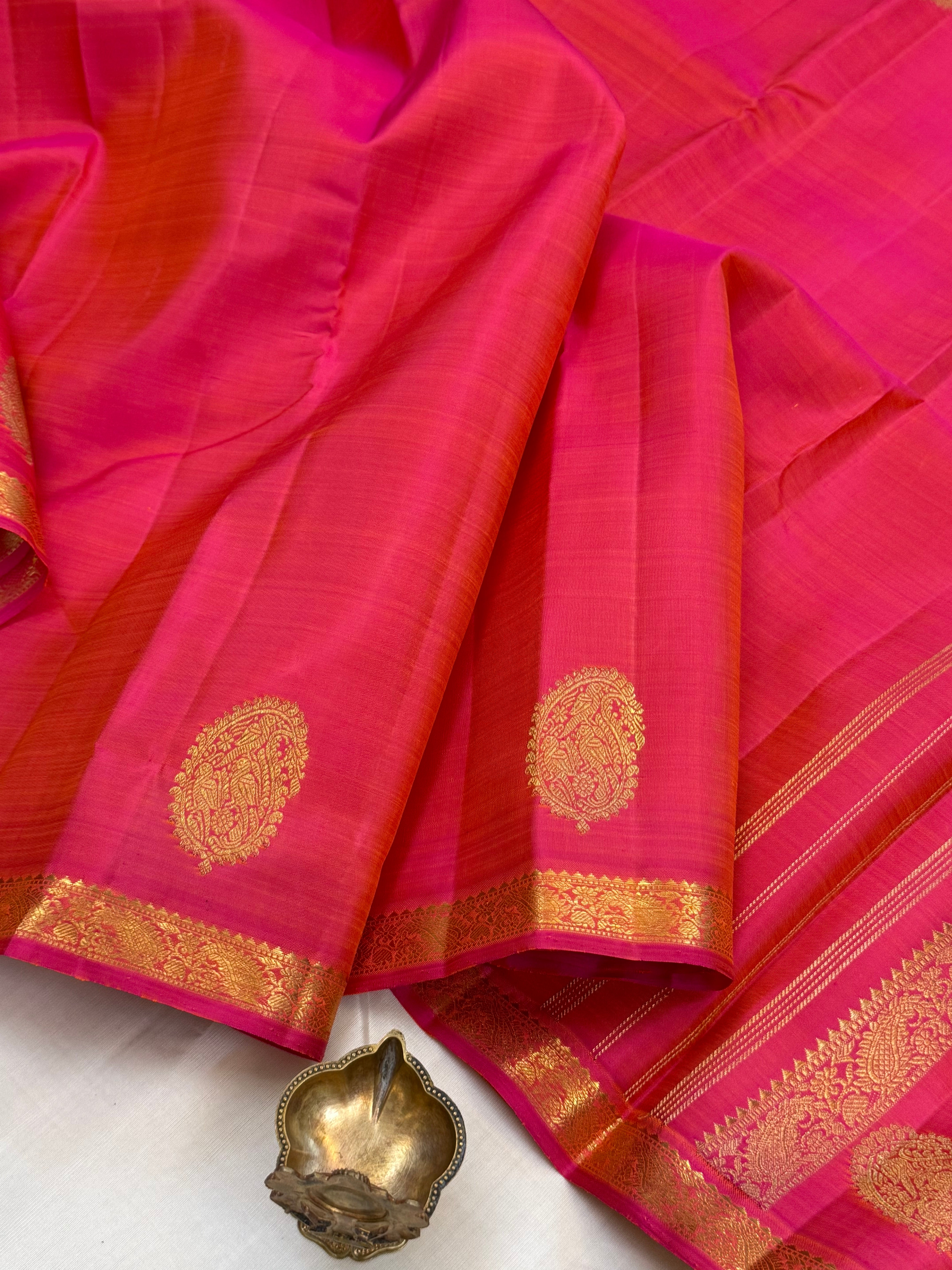 Peach pink 2g simple Kanjipuram silk CLSA11017