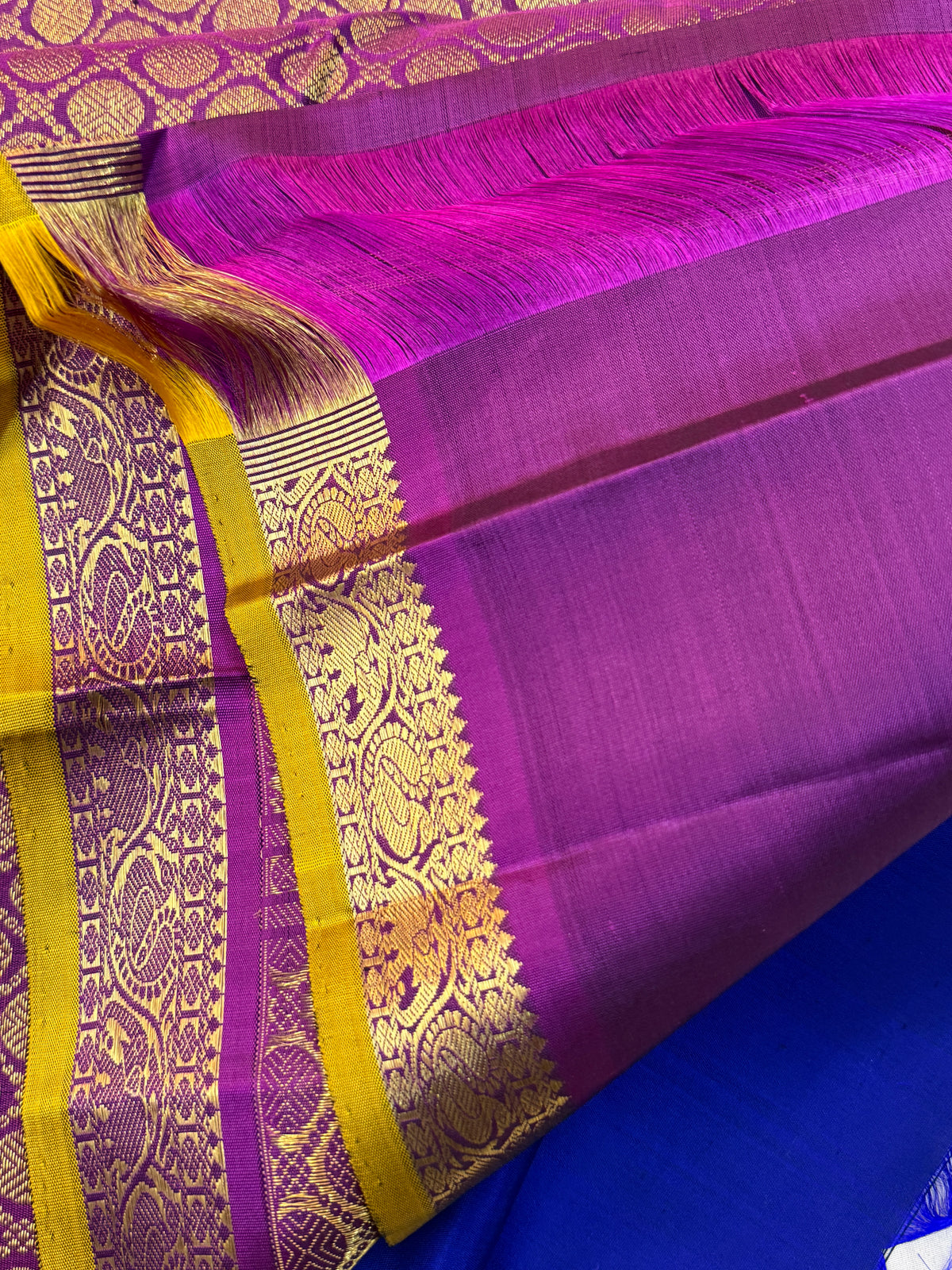 Blue body zari butta and small border pure Zari/ kanjipuram silk saree clsa 11996