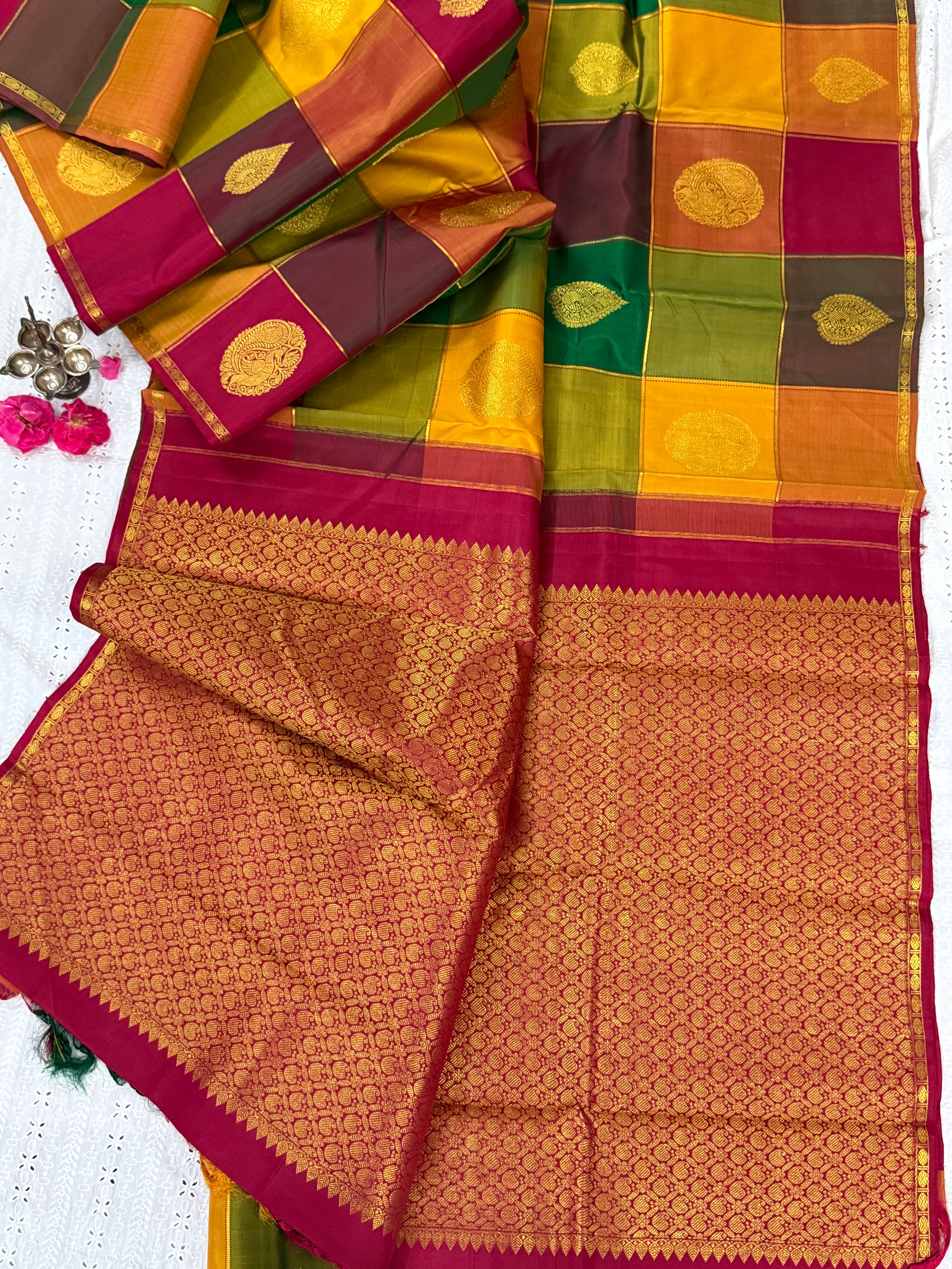 Paalum pazhamum checks/ Arani silk