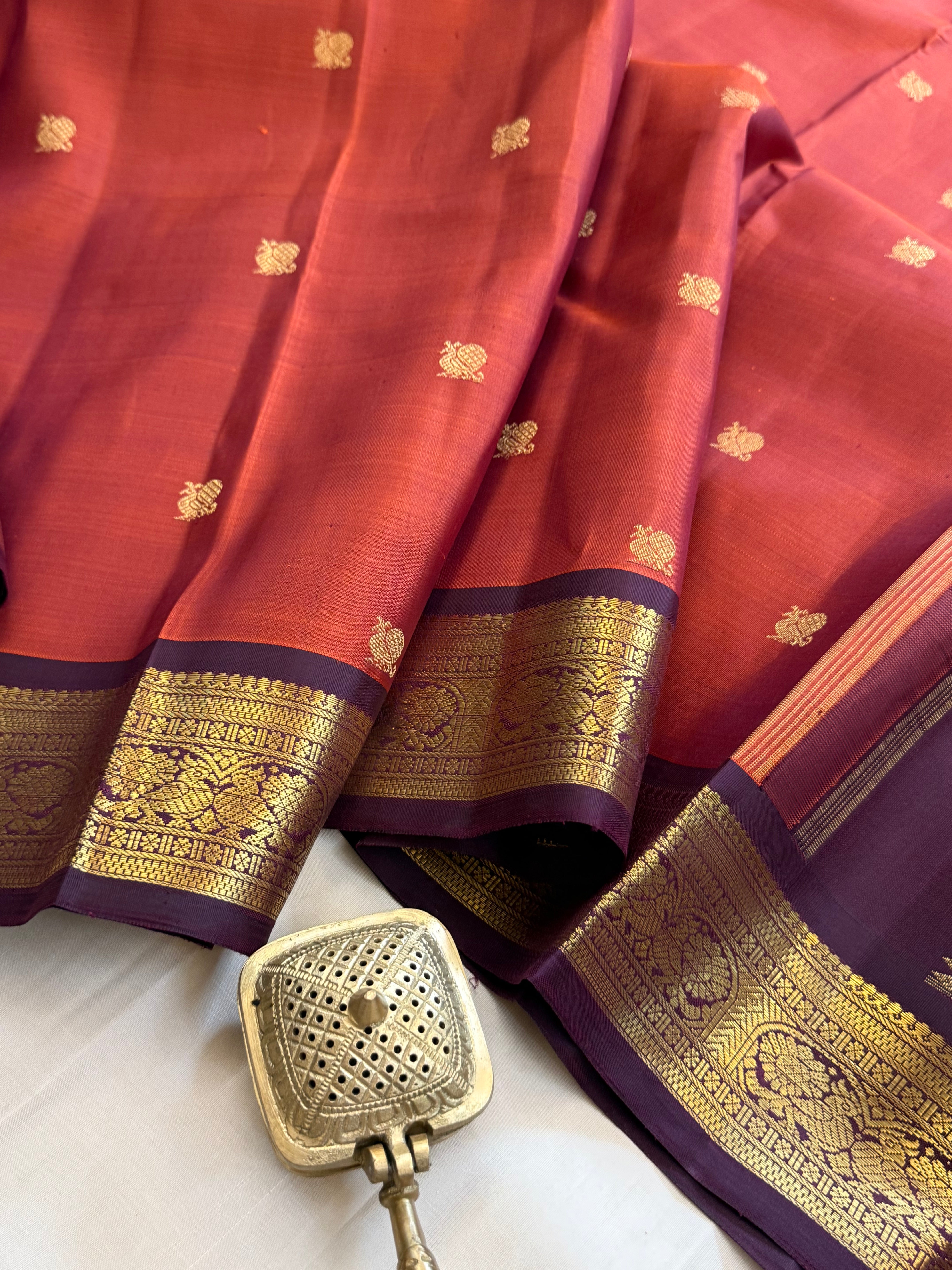 Rust Annam Butta Pure Kanjipuram silk