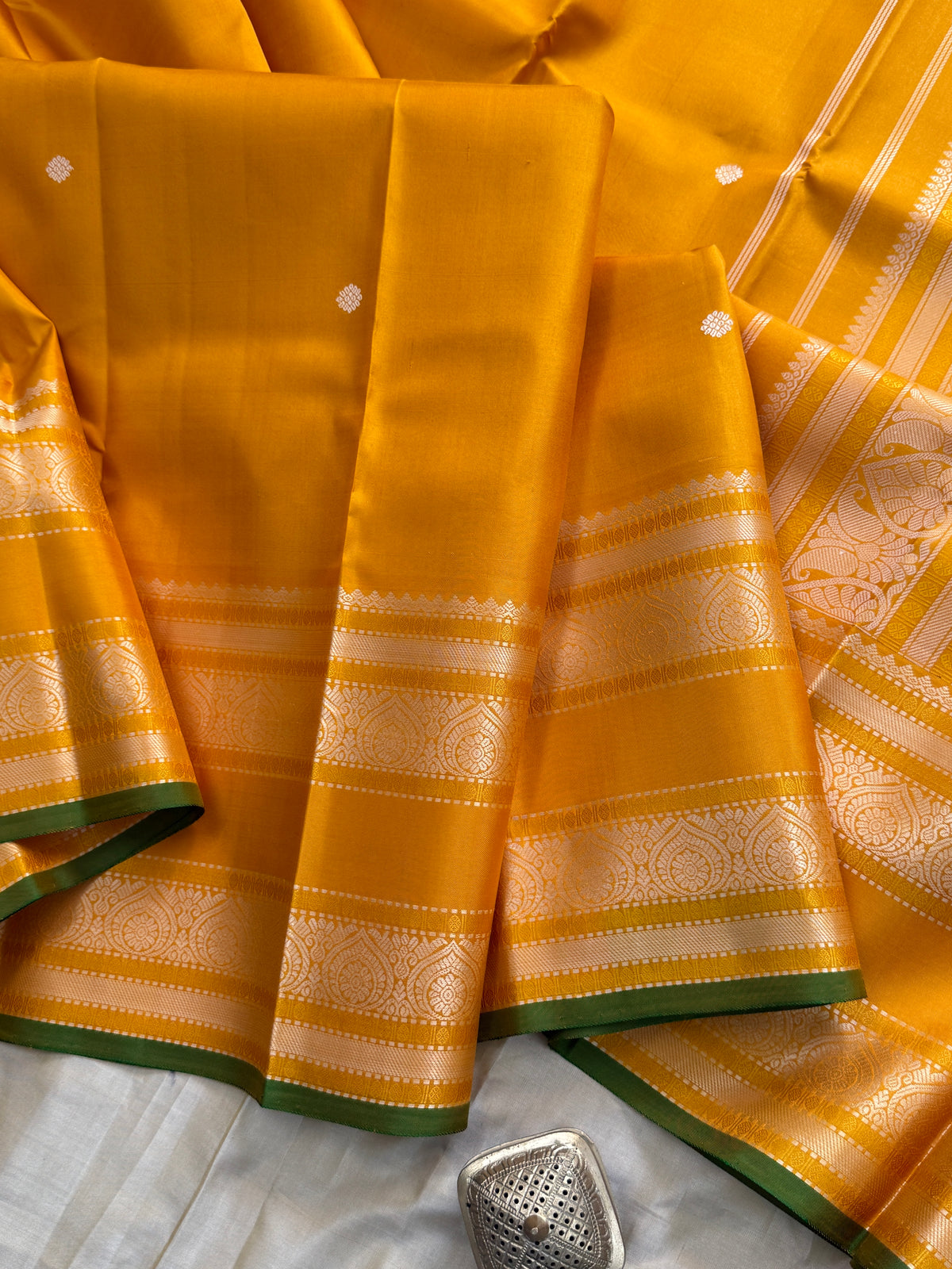 Mustard Yellow thread border and butta / Special Edition Silk CLSA11870