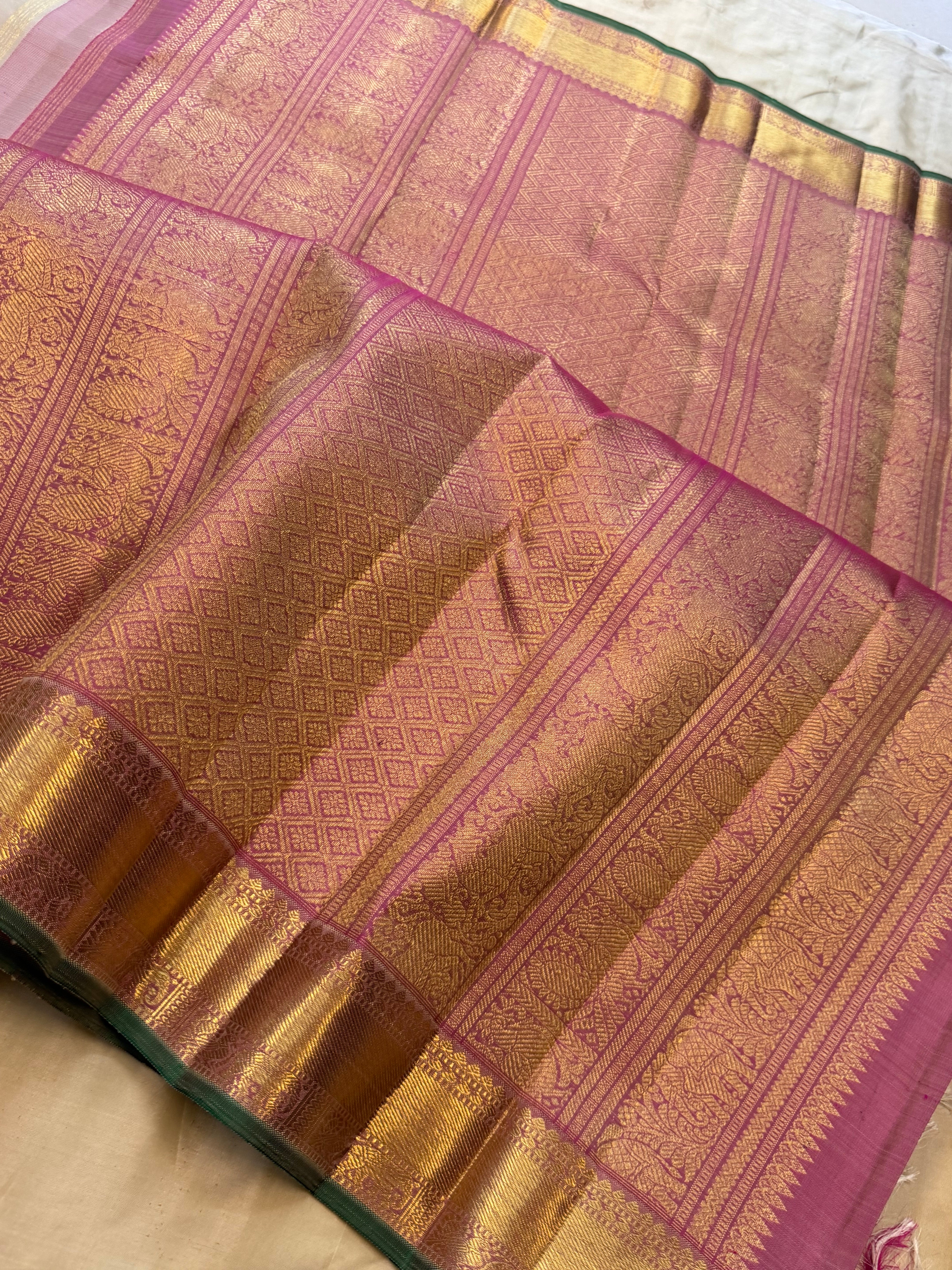 Moha : beige pink   pure Zari Kanjipuram silk