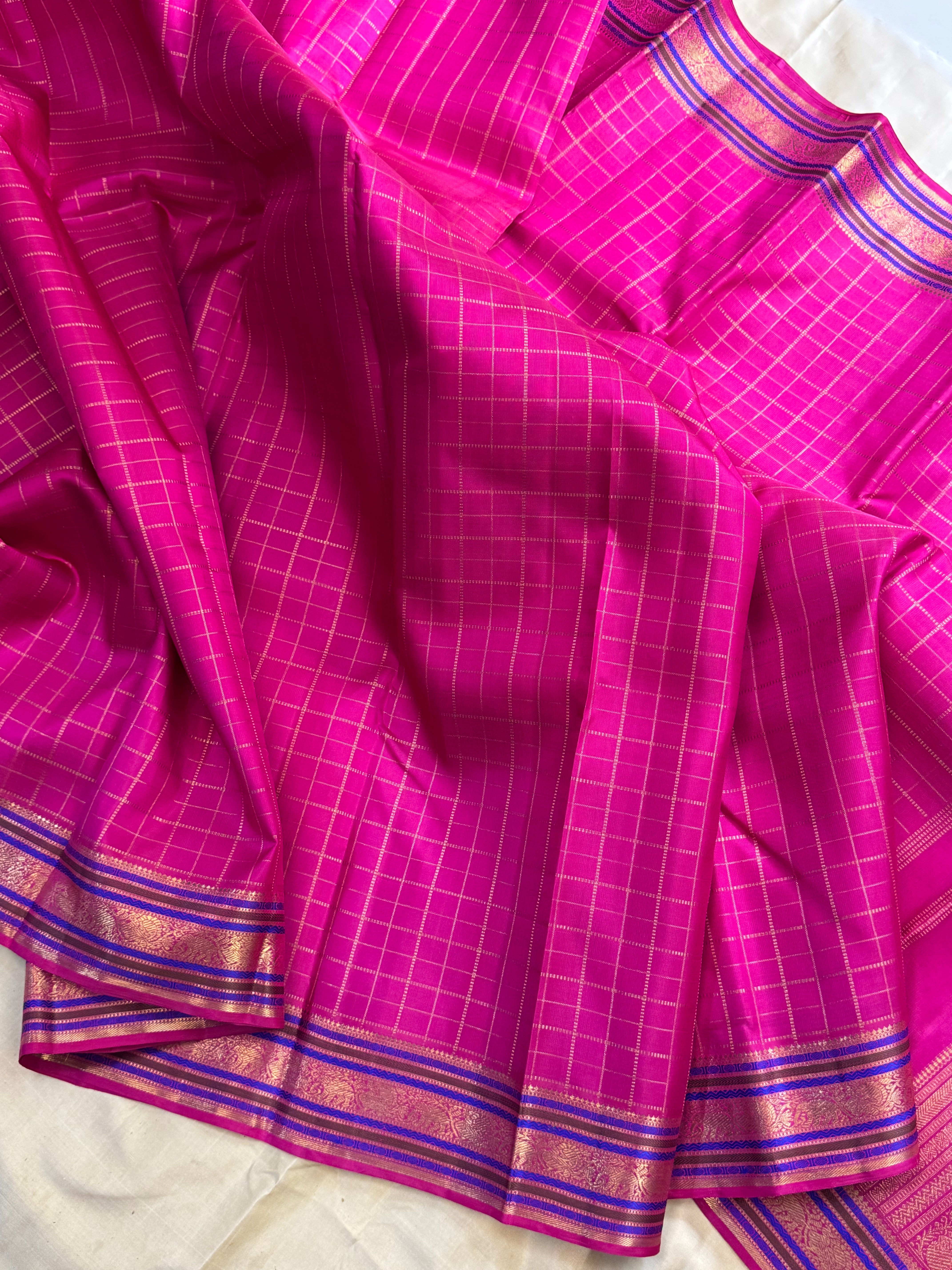 Dark pink zari kattam / kanjipuram silk